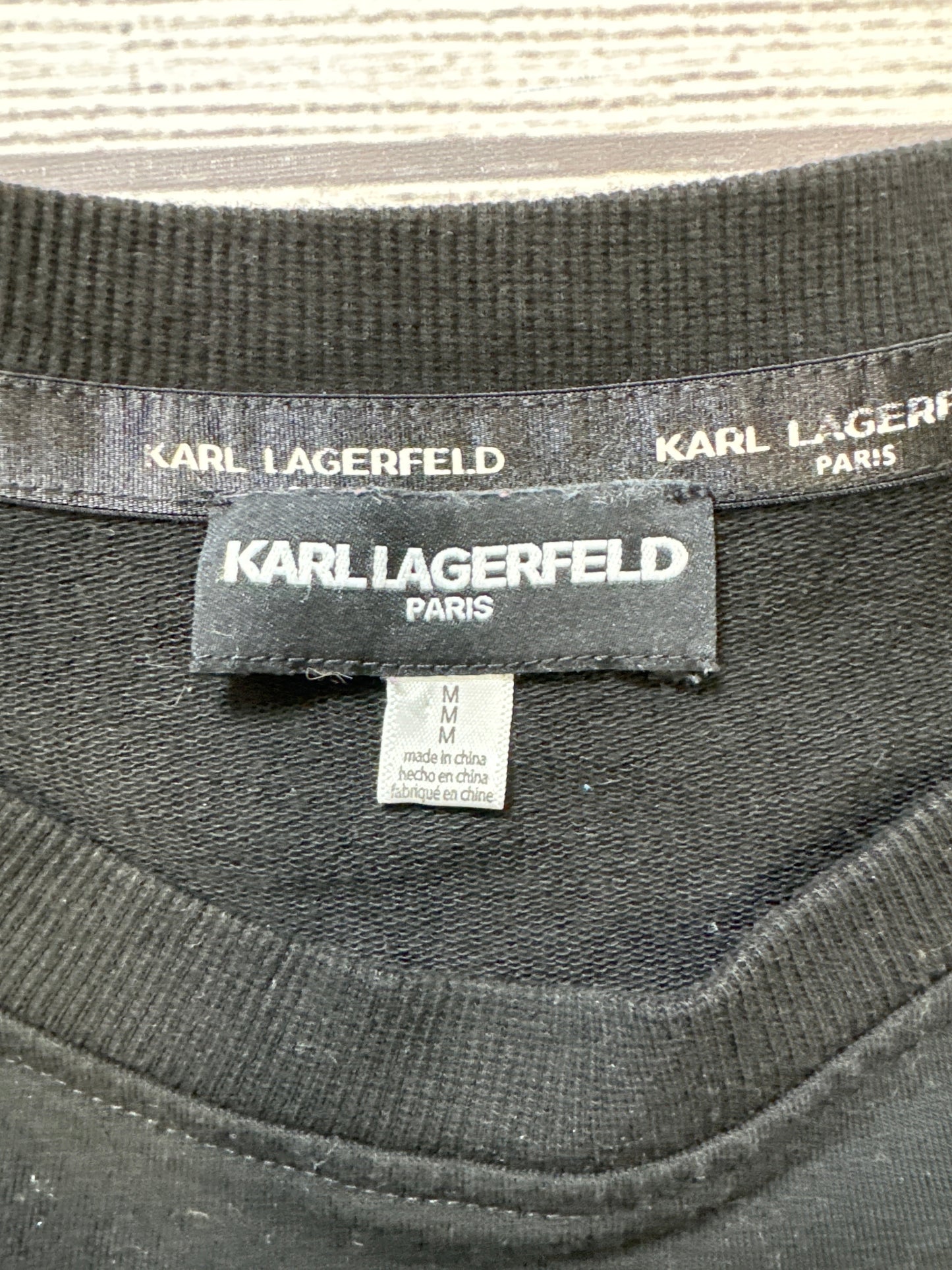 Top Long Sleeve Designer By Karl Lagerfeld In Black, Size: M