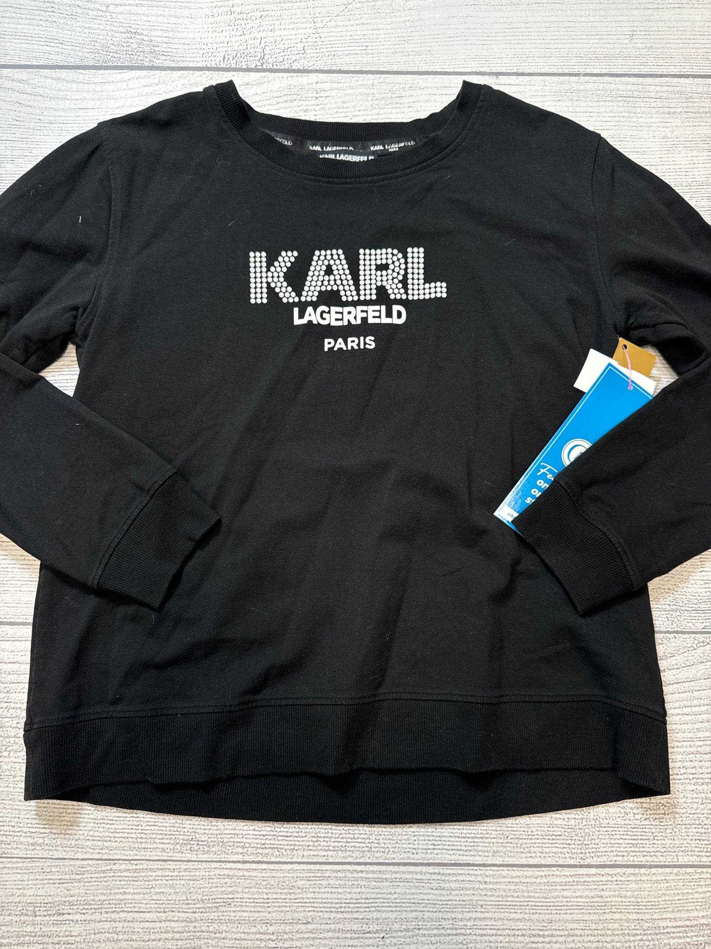 Top Long Sleeve Designer By Karl Lagerfeld In Black, Size: M