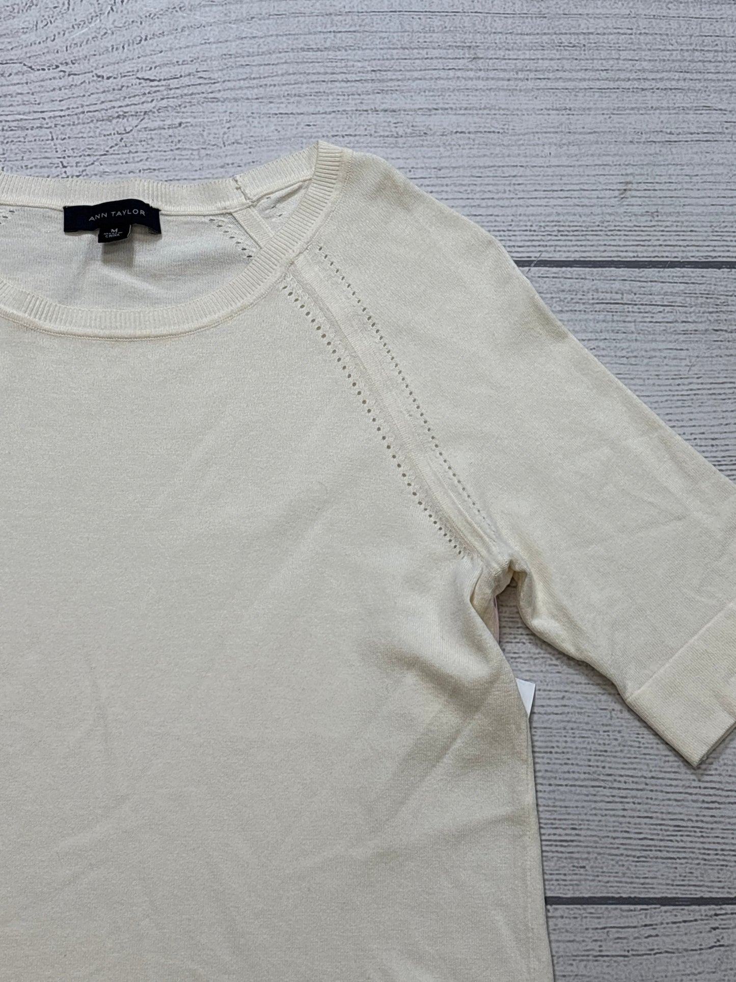 Top Short Sleeve By Ann Taylor In Cream, Size: M