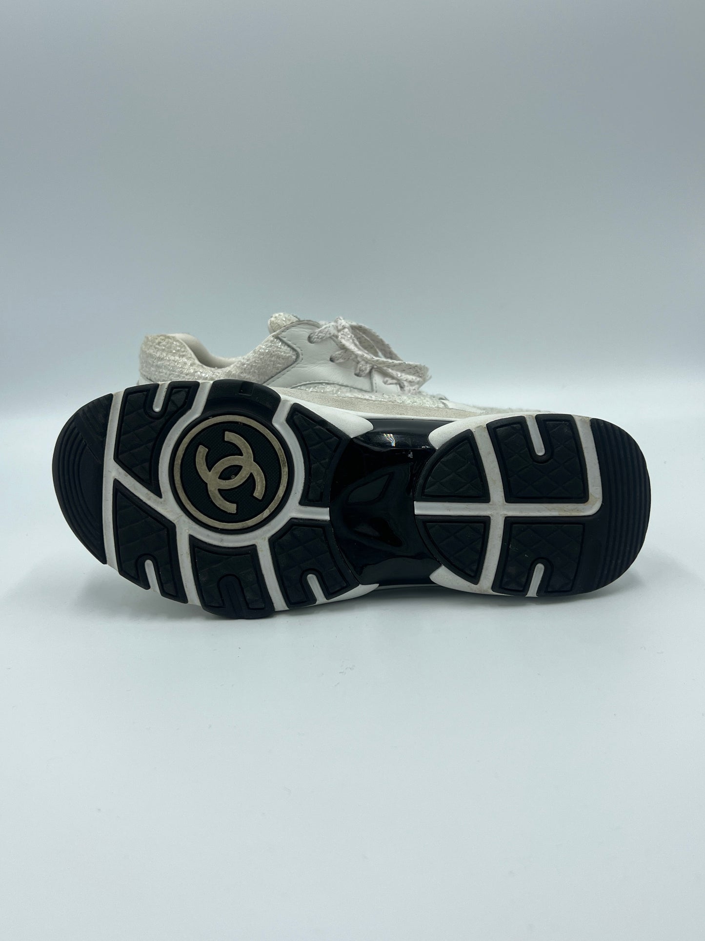 Chanel Tweed Interlocking CC Logo Designer Trainers  Sz: 7 (37)