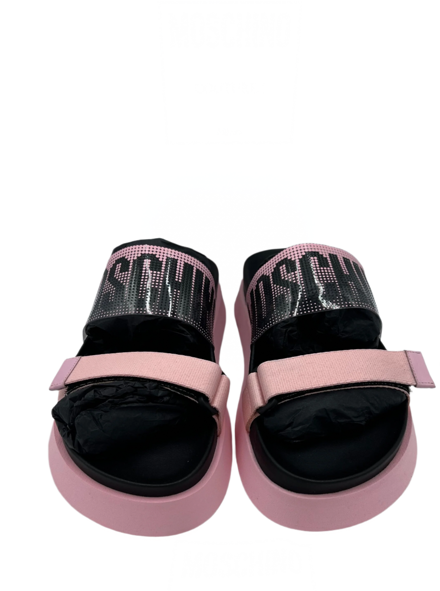 Like New! Moschino Logo Platform Designer Slides  Size: 7.5