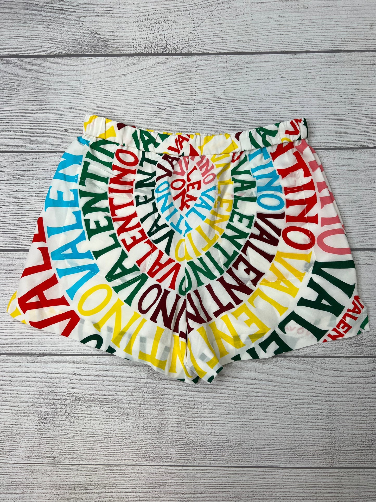 Valentino Luxury Rainbow Logo Designer Shorts, Size: 42 / 6