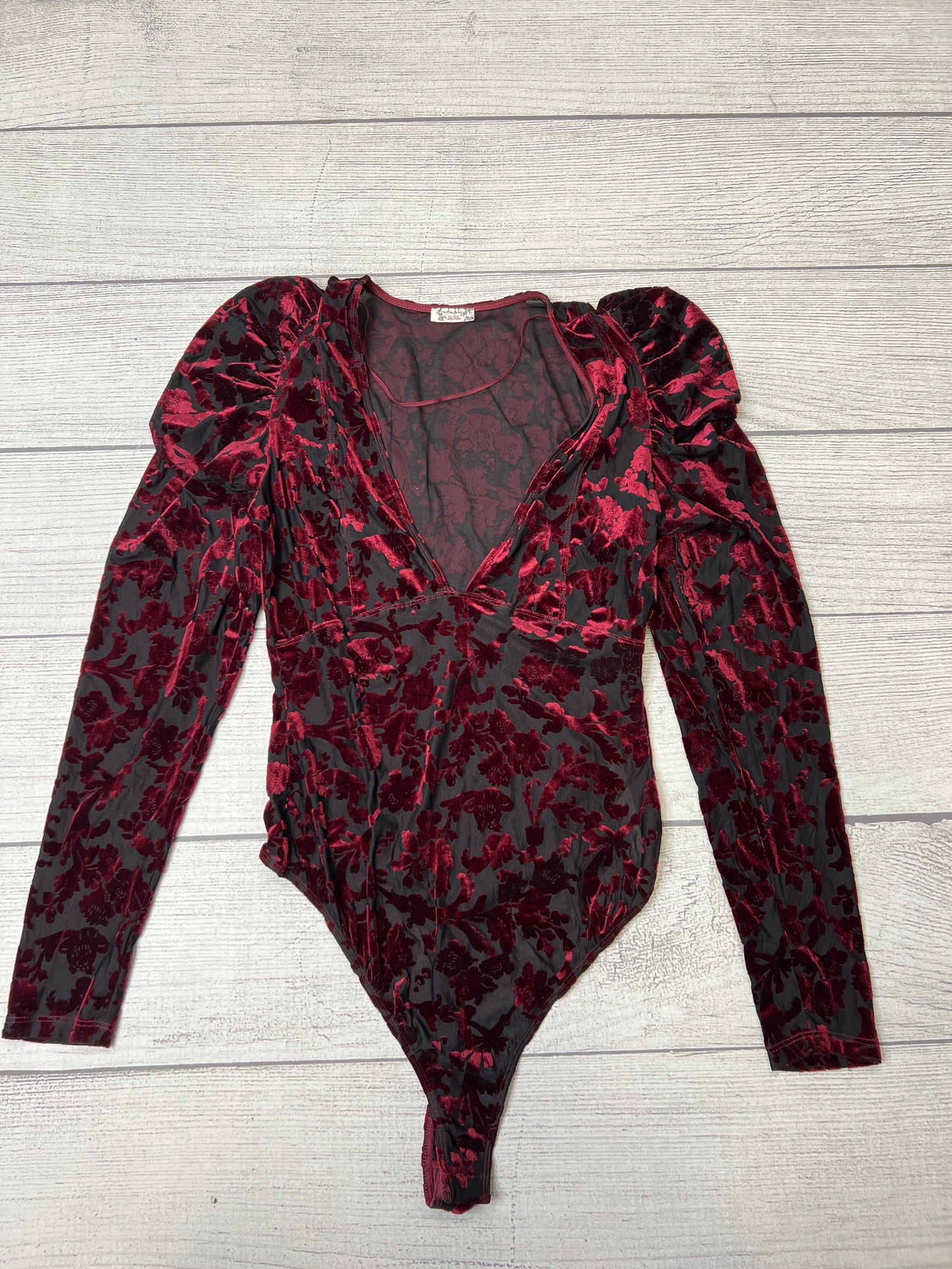 Red Black Top Long Sleeve Free People, Size M