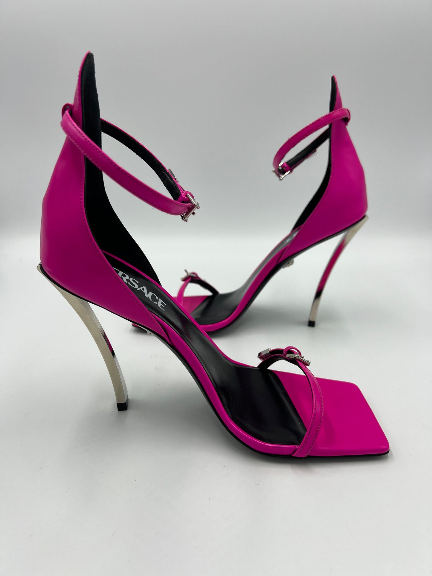 Versace Hot Pink Palladio Designer Heels, Size 8/38