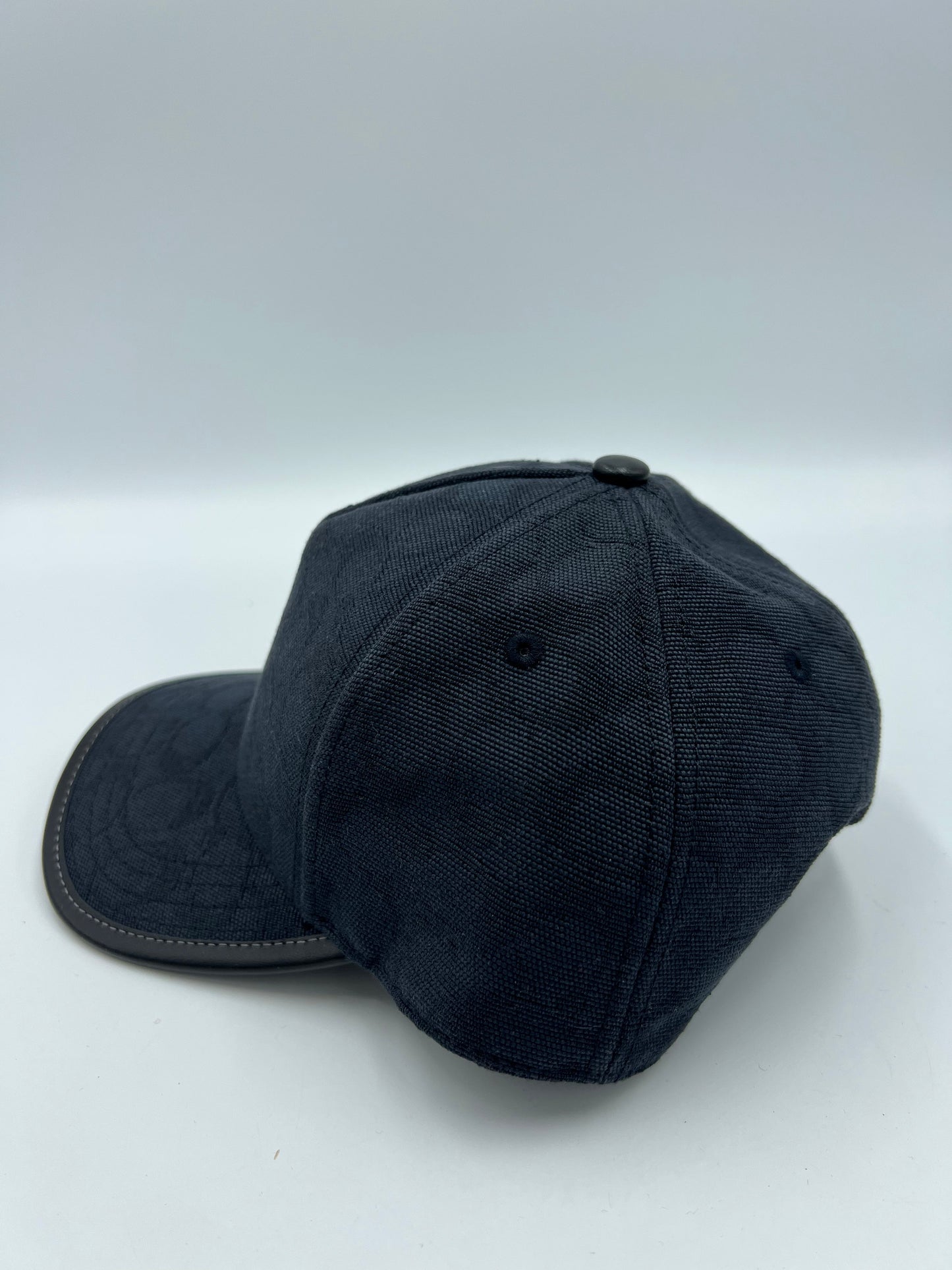 Coach Monogram Canvas Hat w/ Leather Trim