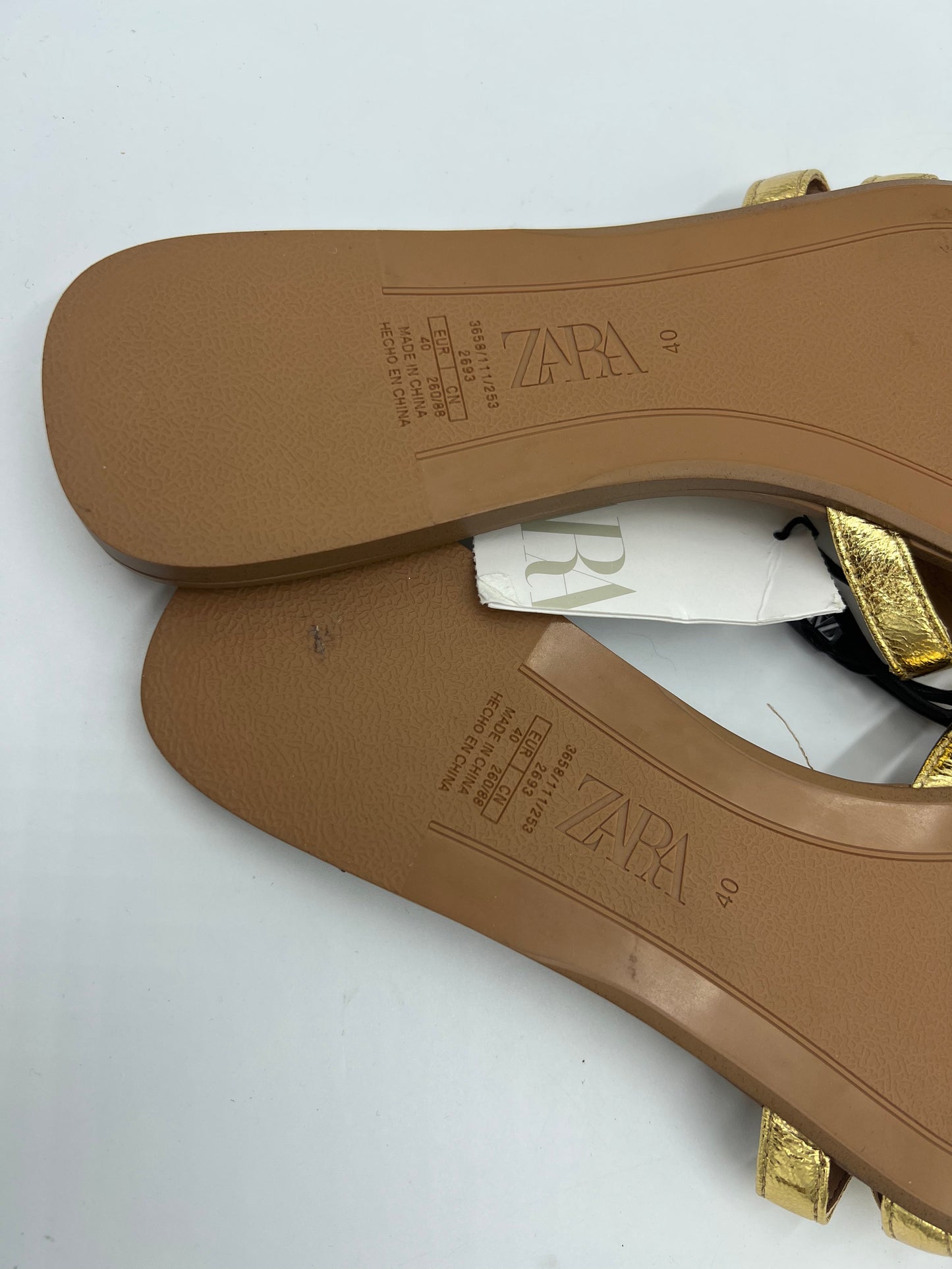 Like New! Sandals Flats By Zara In Gold, Size: 9