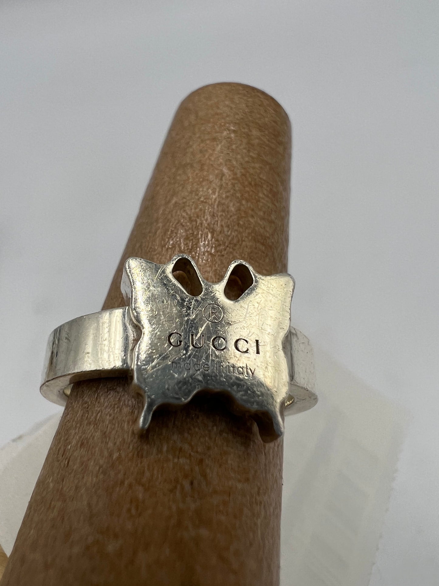 Gucci 925 Silver Butterfly Designer Ring in Size 6.75