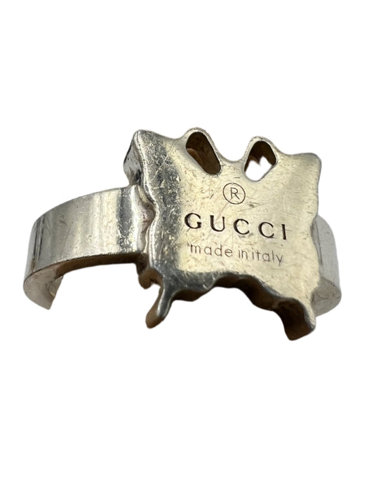 Gucci 925 Silver Butterfly Designer Ring in Size 6.75