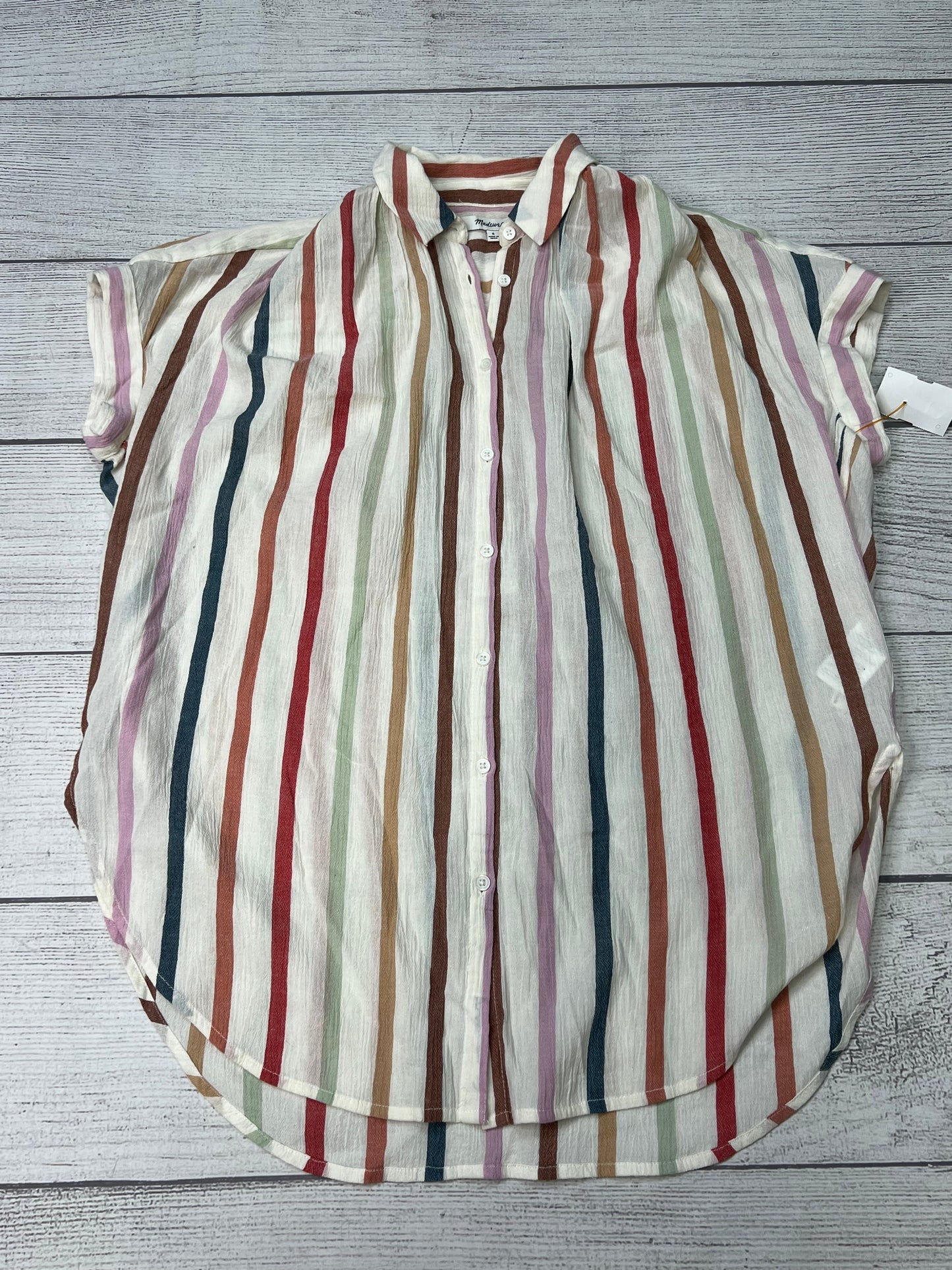 Blouse Short Sleeve By Madewell In Rainbow, Size: S