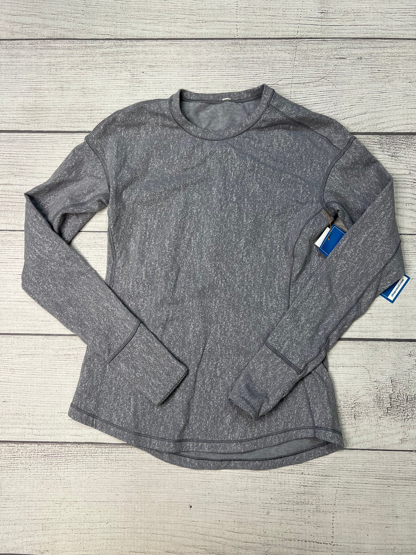 Athletic Top Long Sleeve Collar By Lululemon In Grey, Size: S