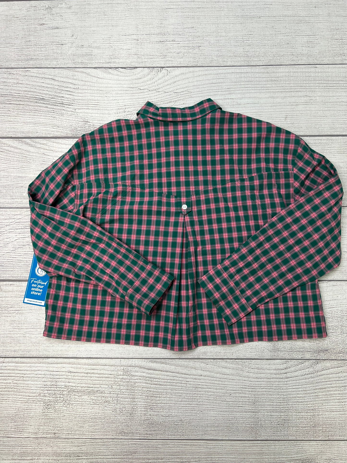 Blouse Long Sleeve By Madewell In Green Plaid, Size: M