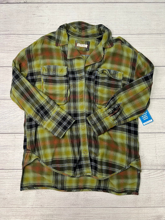 Blouse Long Sleeve By We The Free In Green Plaid, Size: M