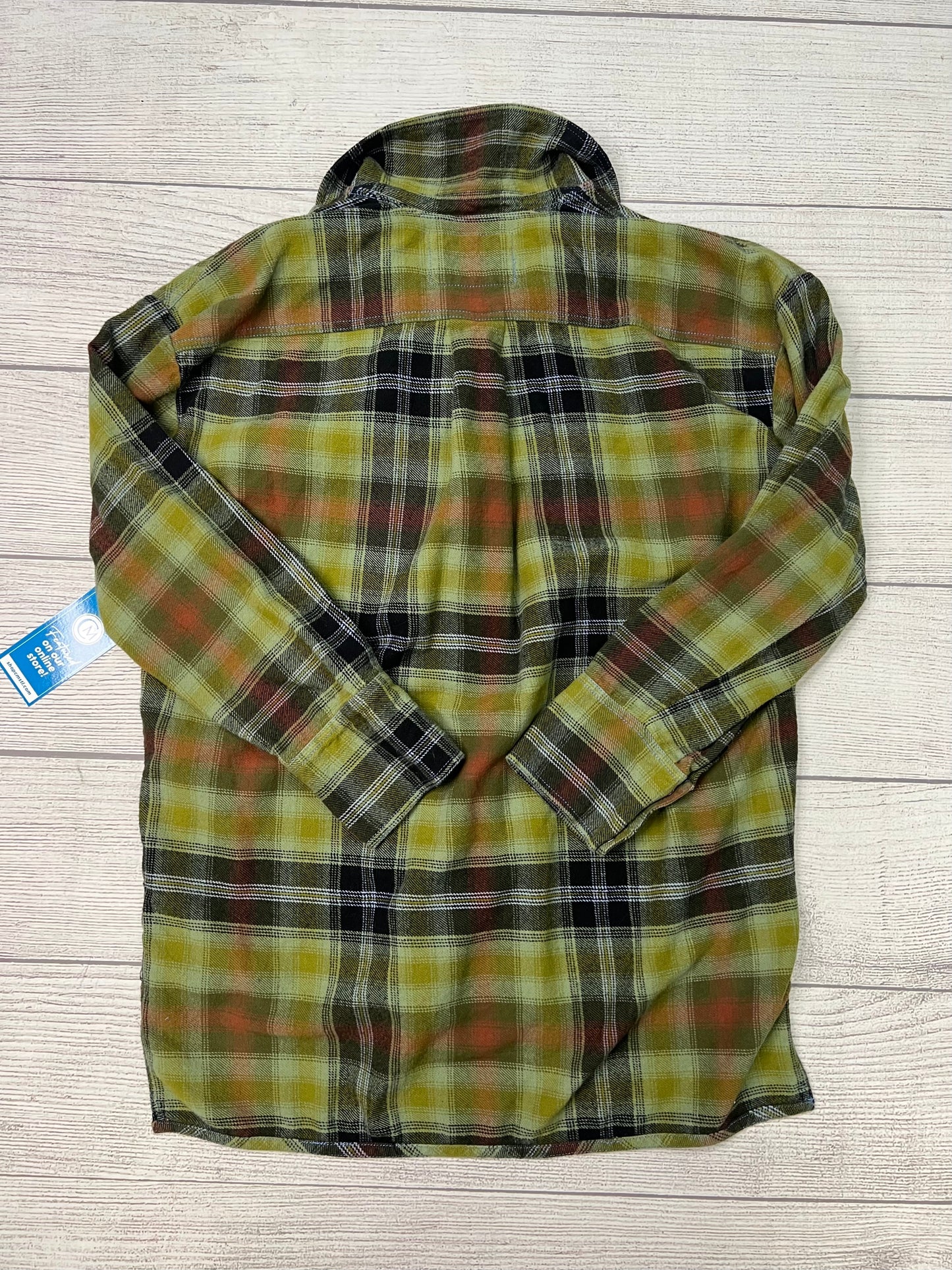 Blouse Long Sleeve By We The Free In Green Plaid, Size: M