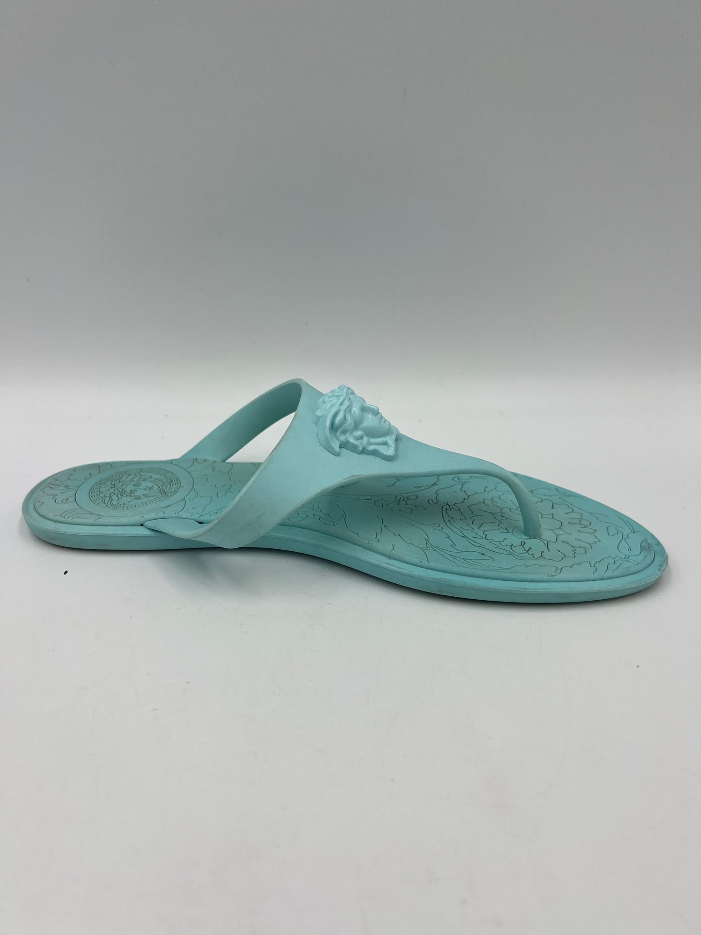 Versace Medusa Designer Sandals In Blue, Size: 6