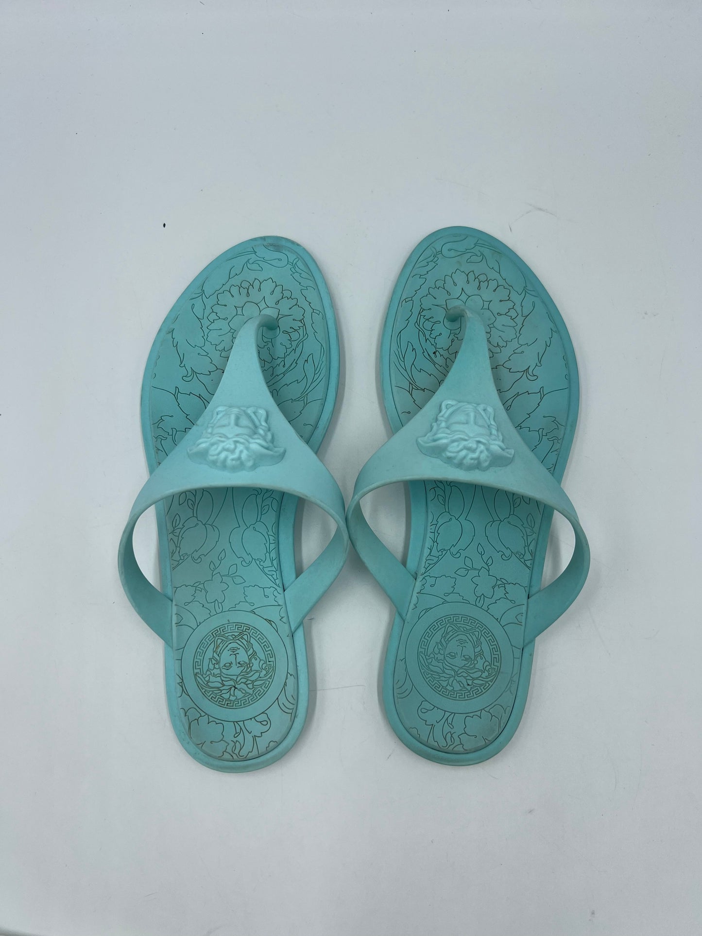 Versace Medusa Sandals In Blue, Size: 6