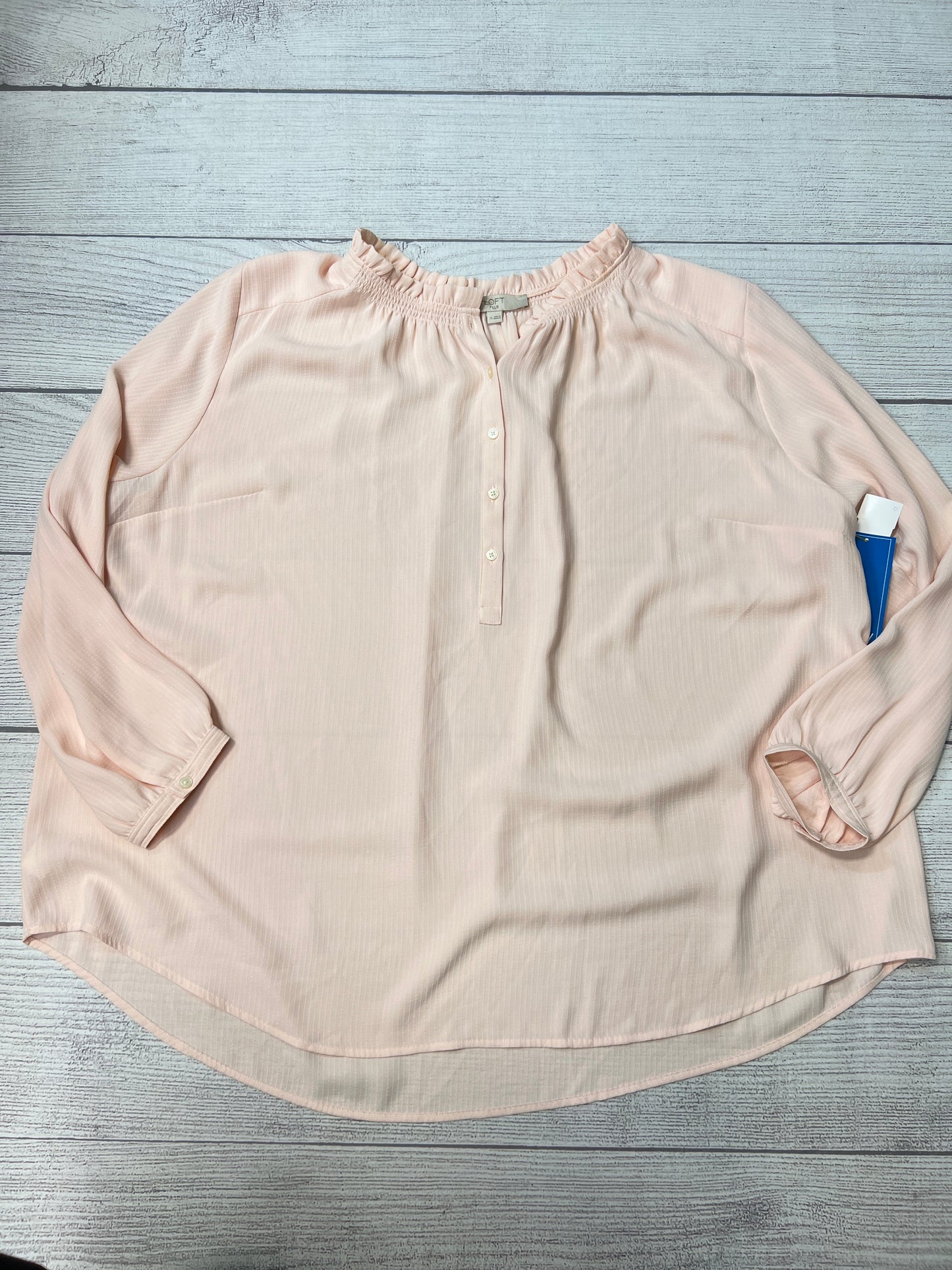 Top Long Sleeve By Loft In Peach, Size: 3x