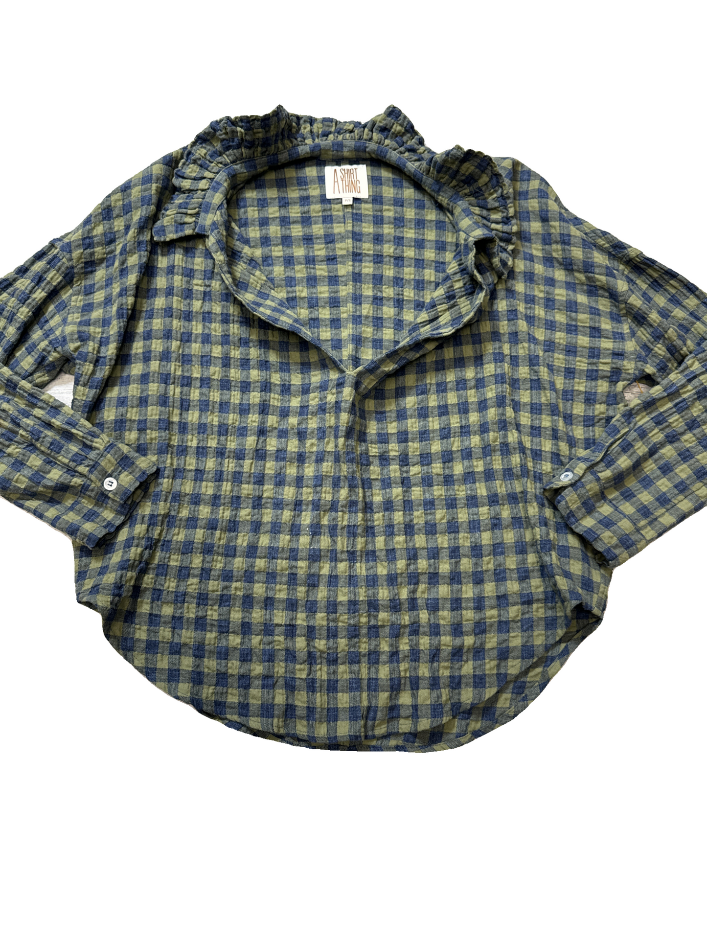 Top Long Sleeve Designer By A Shirt Thing In Plaid, Size: S