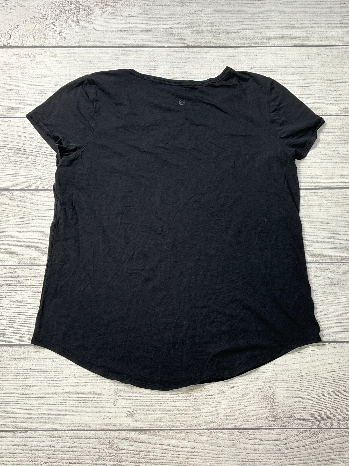 Athletic Top Short Sleeve By Lululemon In Black, Size: L