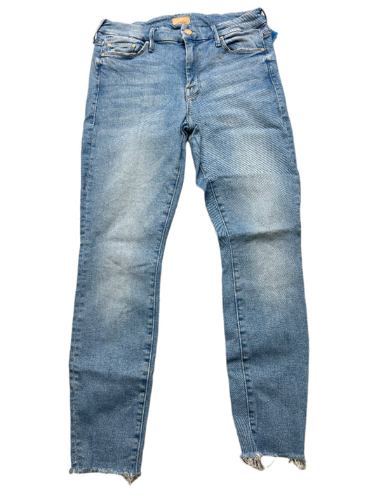 “The Looker Ankle Fray” Jeans By Mother Jeans In Blue Denim, Size: 8