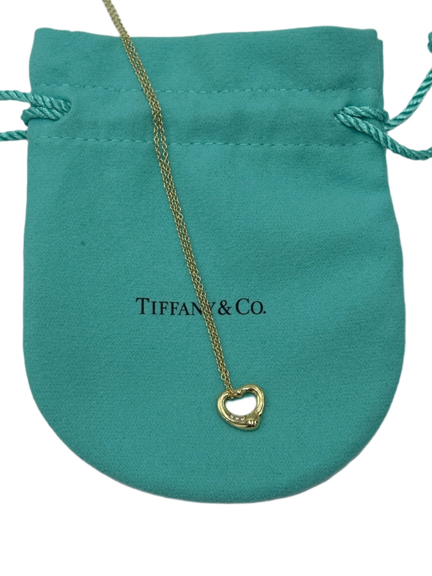 Tiffany & Company Designer Elsa Peretti Open Heart Necklace with Diamonds