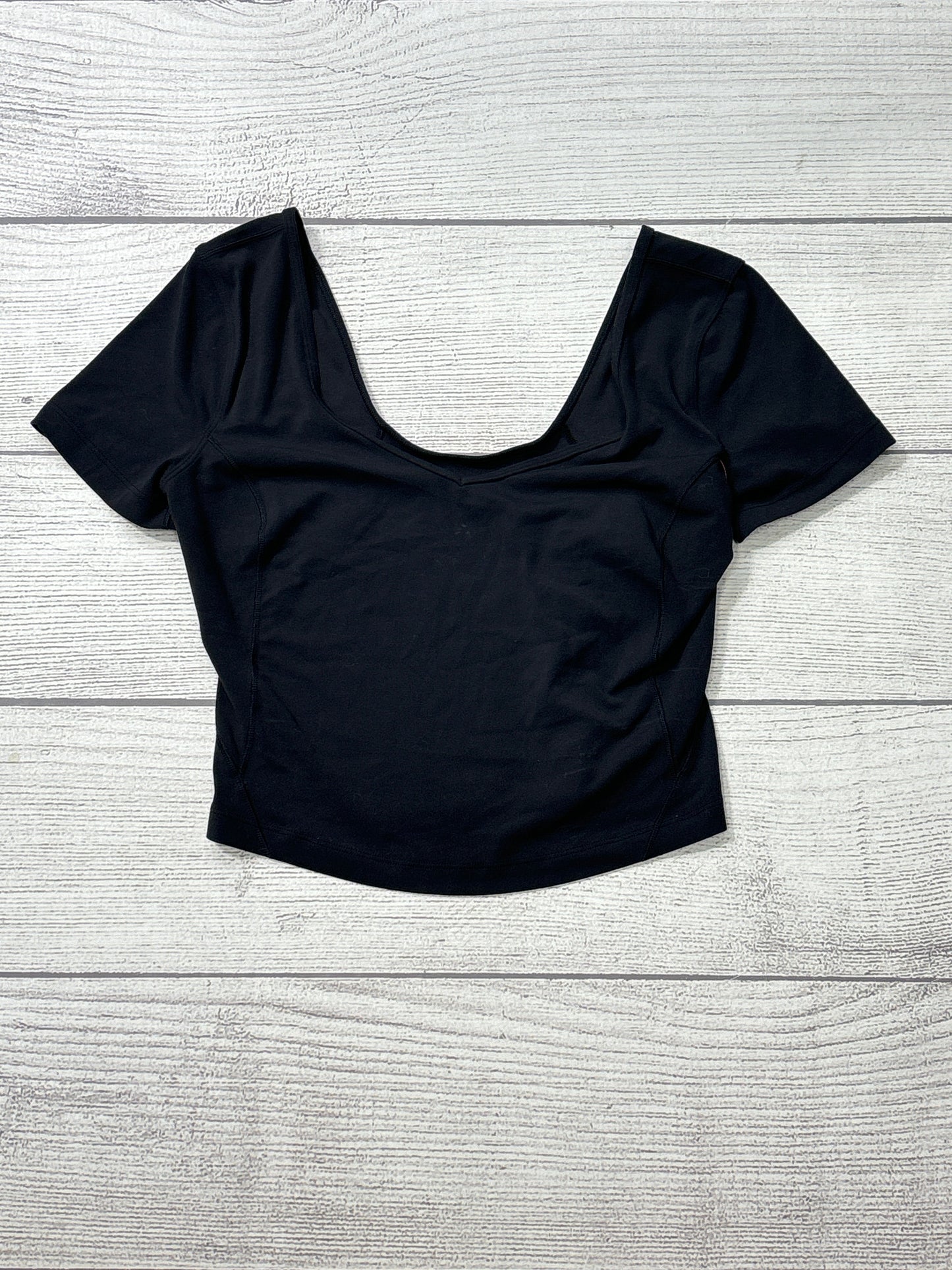 Athletic Top Short Sleeve By Lululemon In Black, Size: L