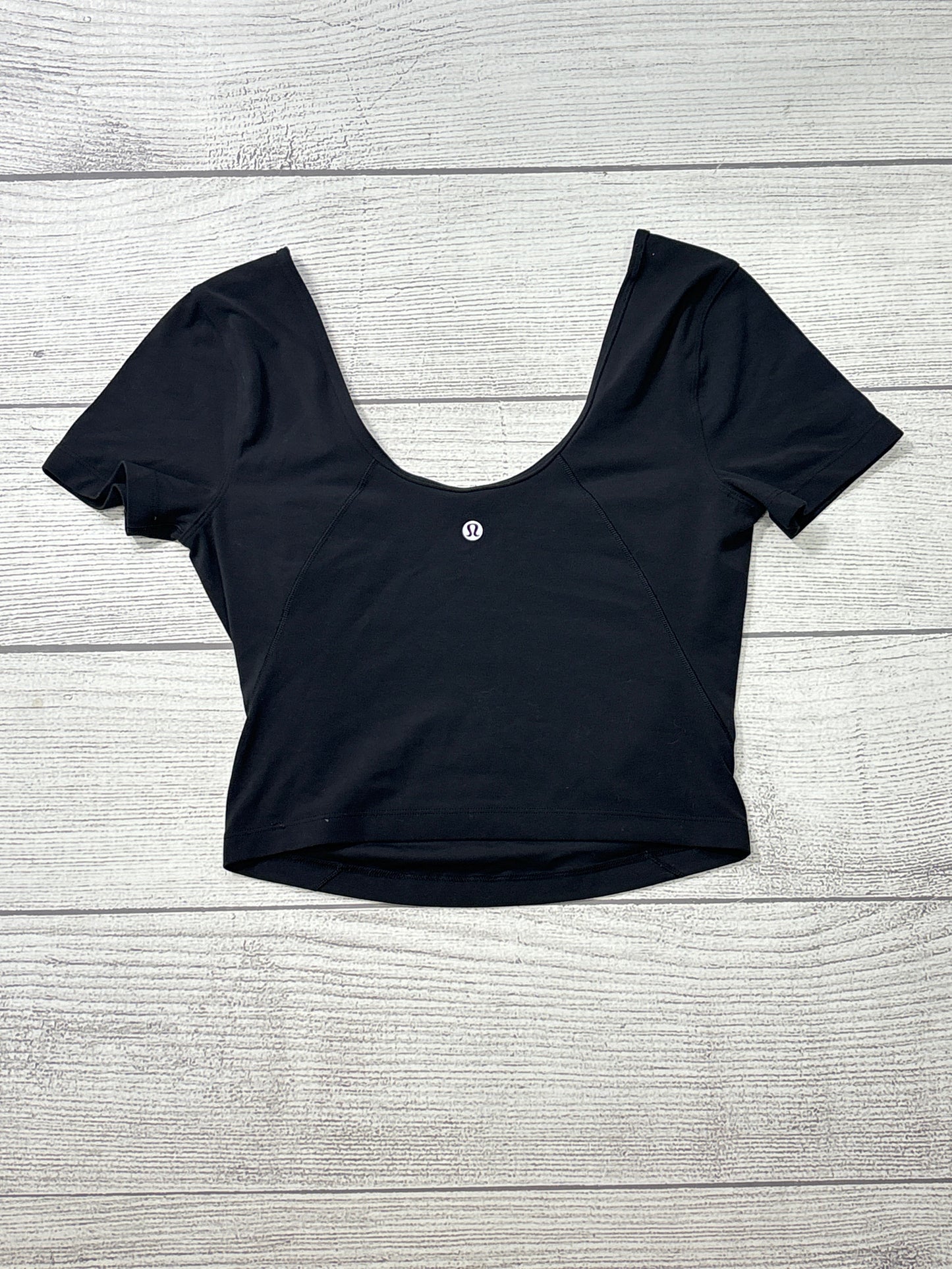 Athletic Top Short Sleeve By Lululemon In Black, Size: L