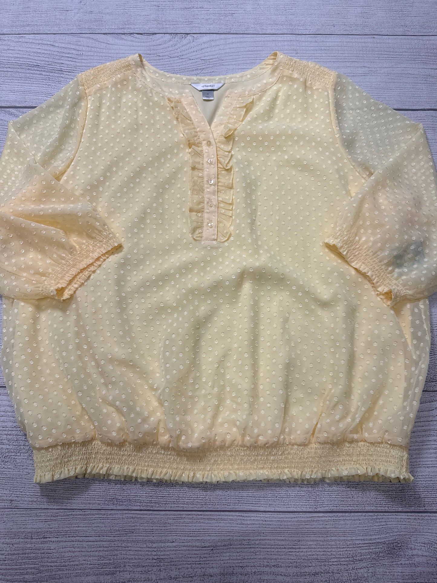 Top Long Sleeve By Cj Banks In Yellow, Size: 3x