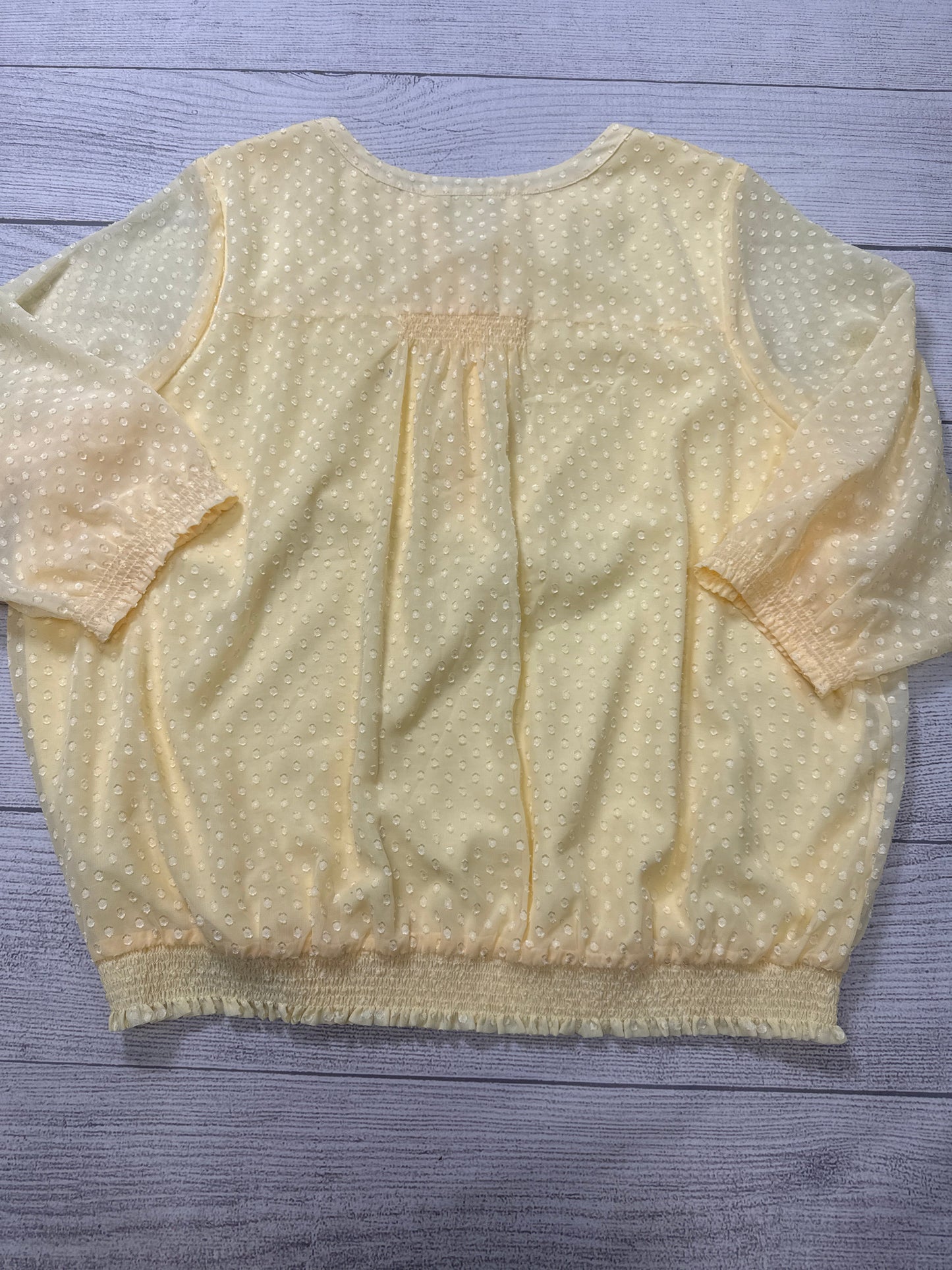 Top Long Sleeve By Cj Banks In Yellow, Size: 3x