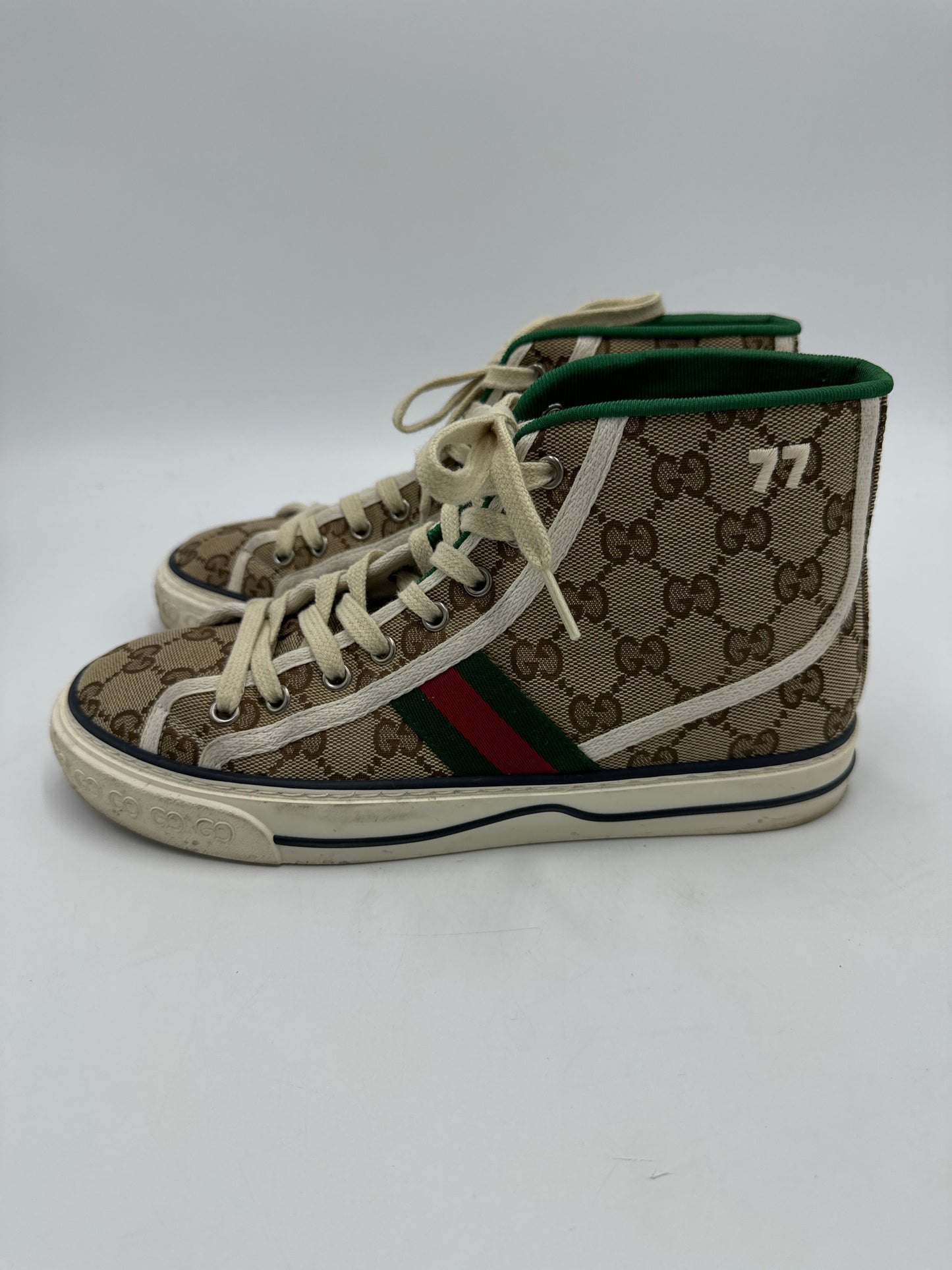 Gucci High Top GG Luxury Designer Sneaker In Size: 8 (38)