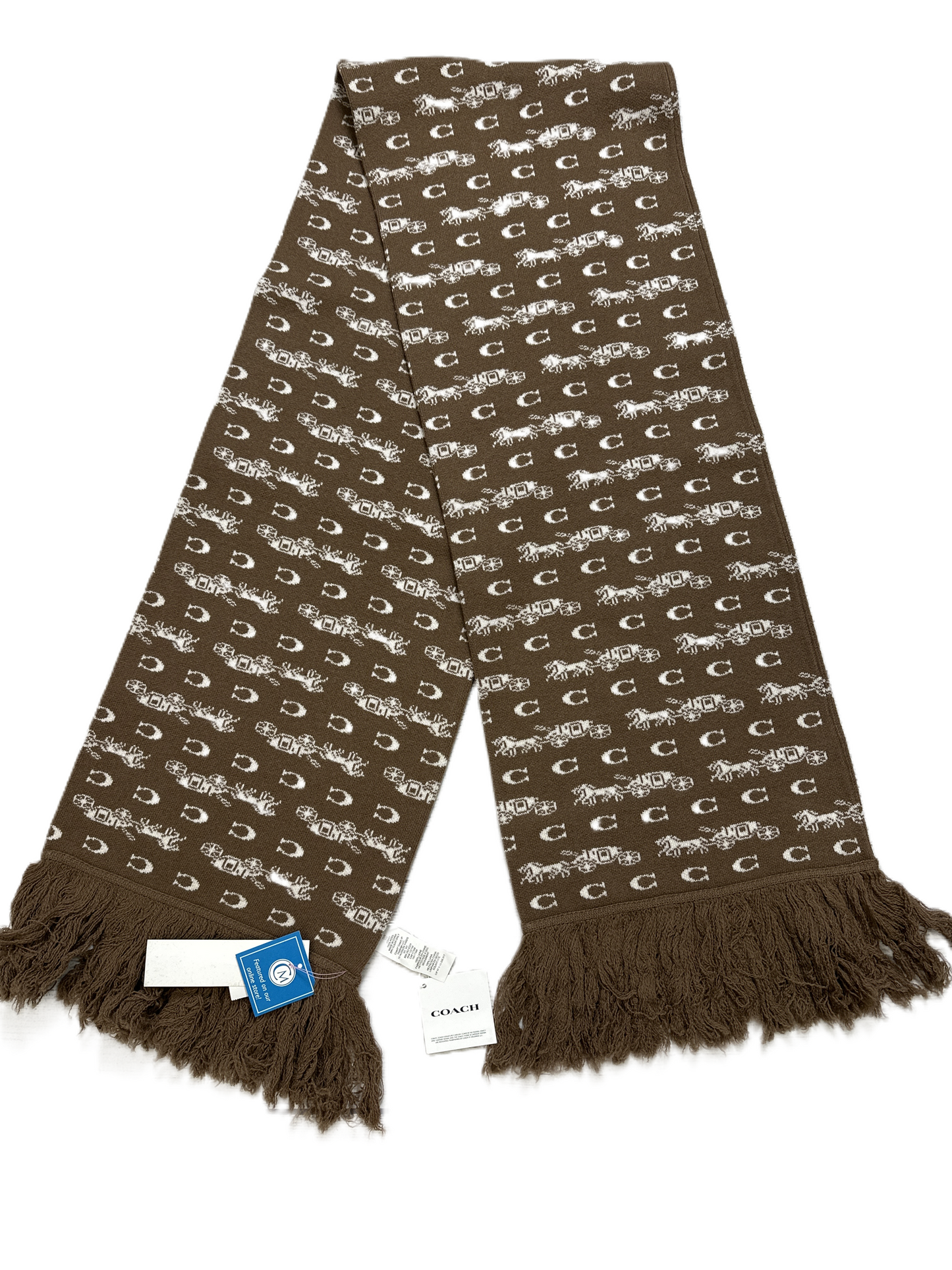 New! Coach Wool Horse and Carriage Designer Scarf