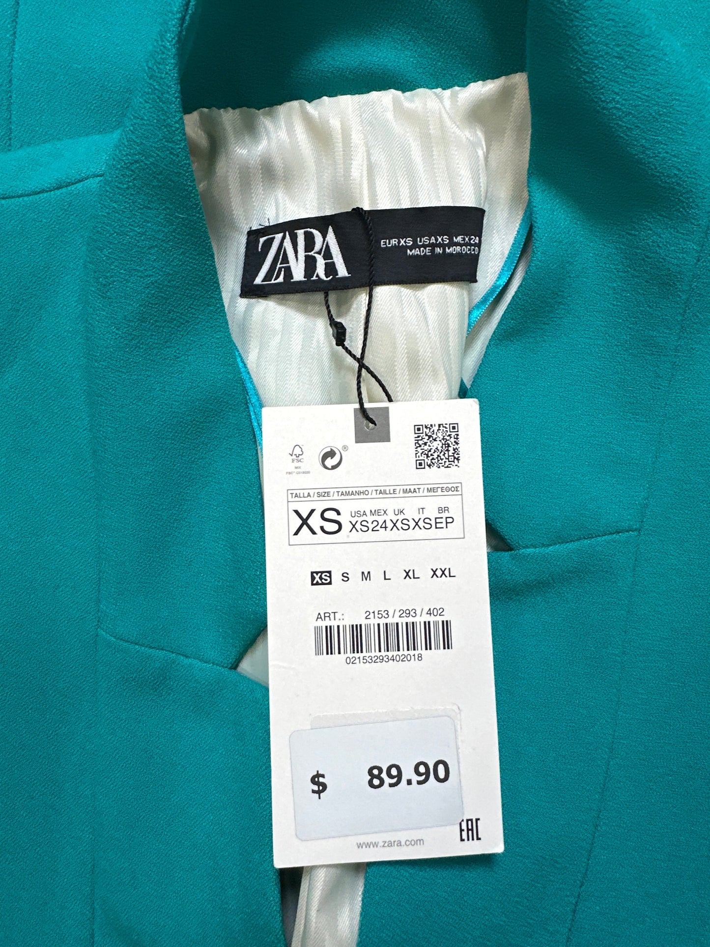 Blazer By Zara In Teal, Size: Xs