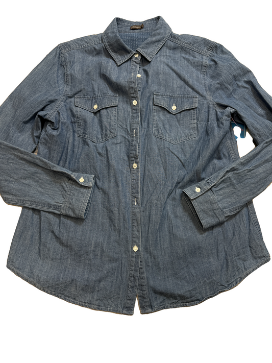 Blouse Long Sleeve By J Mclaughlin In Blue Denim, Size: L