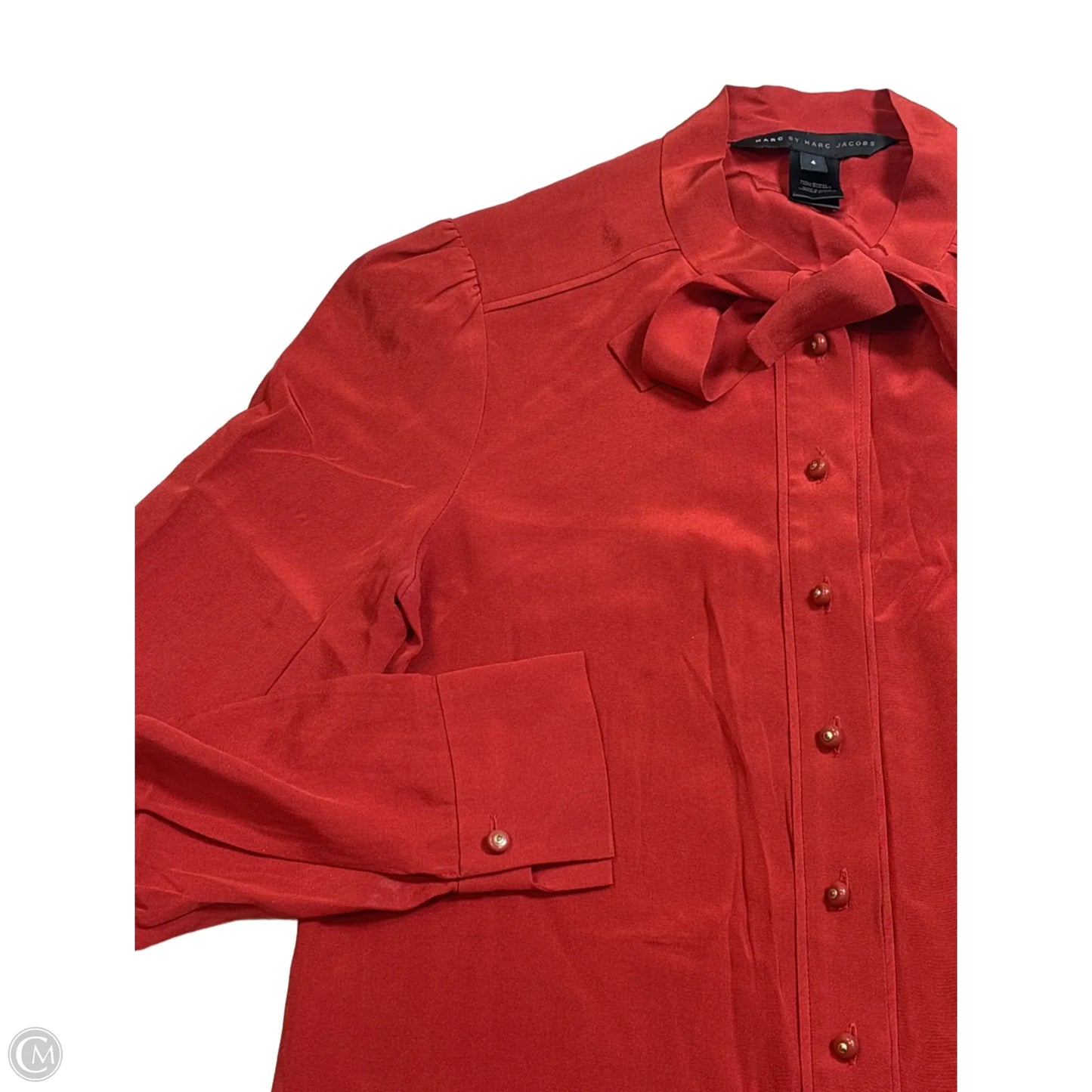 Top Long Sleeve Designer By Marc Jacobs In Red, Size: S