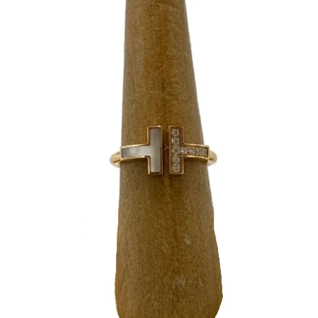 Tiffany & Company 18K T Wire Diamond Luxury Designer Ring, Size: 6.5