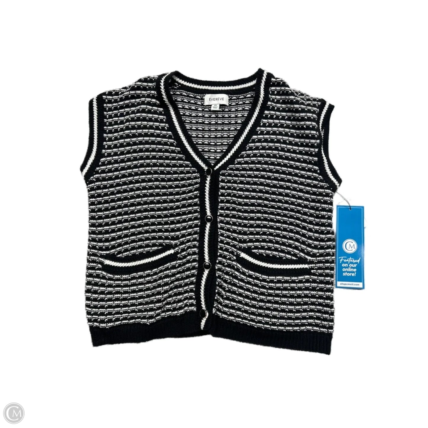Vest Sweater By Evereve In Black & White, Size: Xs