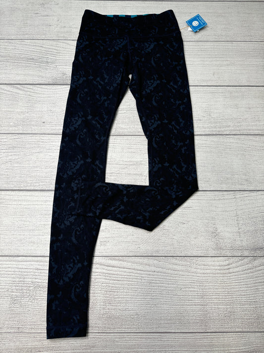 Athletic Leggings By Lululemon In Black Blue, Size: S