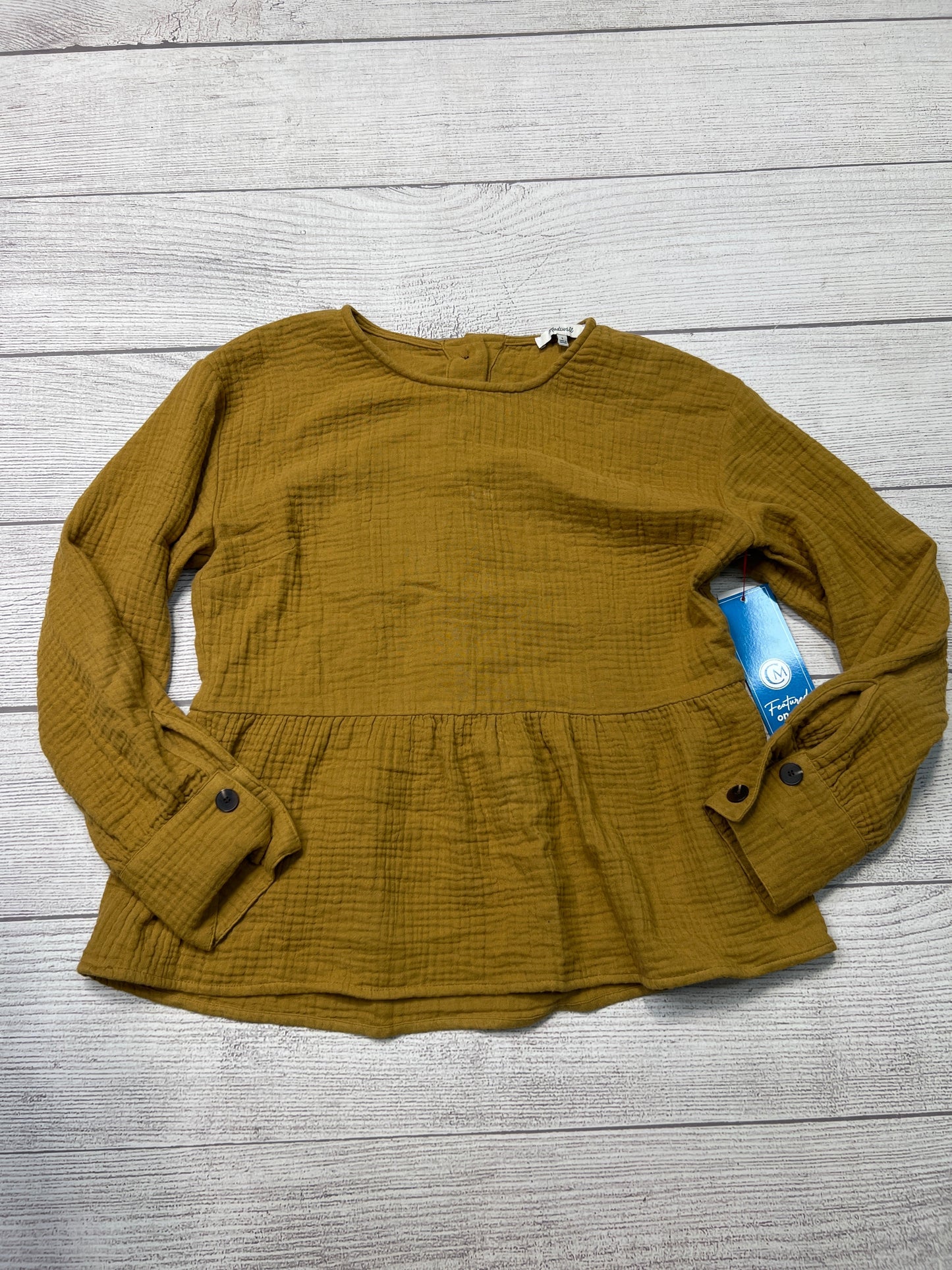 Top Long Sleeve By Madewell In Yellow, Size: S