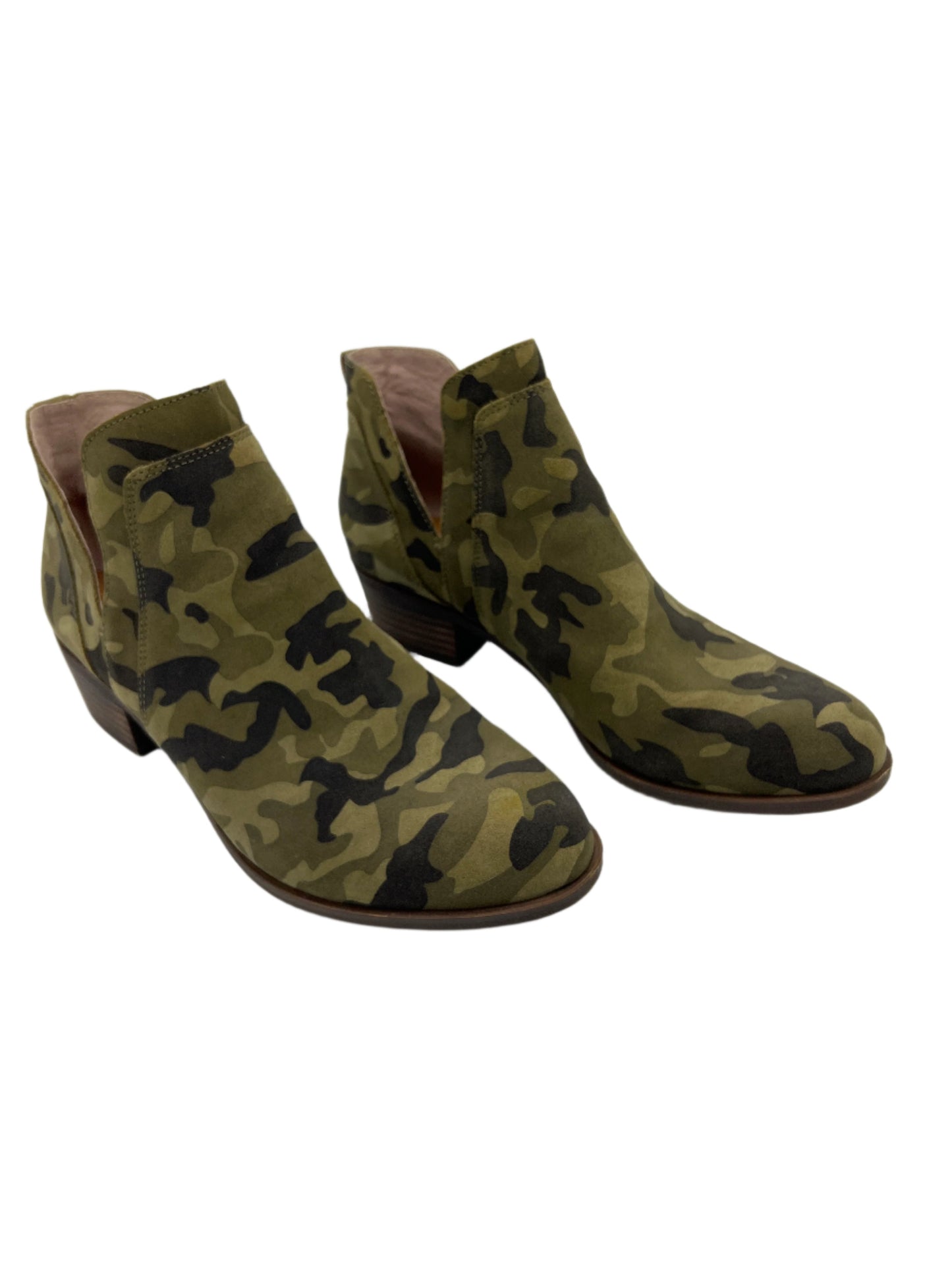 Boots Ankle Heels By Lucky Brand In Camouflage Print, Size: 9.5