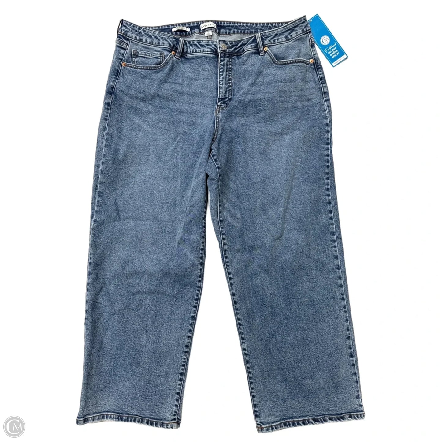 Jeans Straight By Ava & Viv In Blue Denim, Size: 22