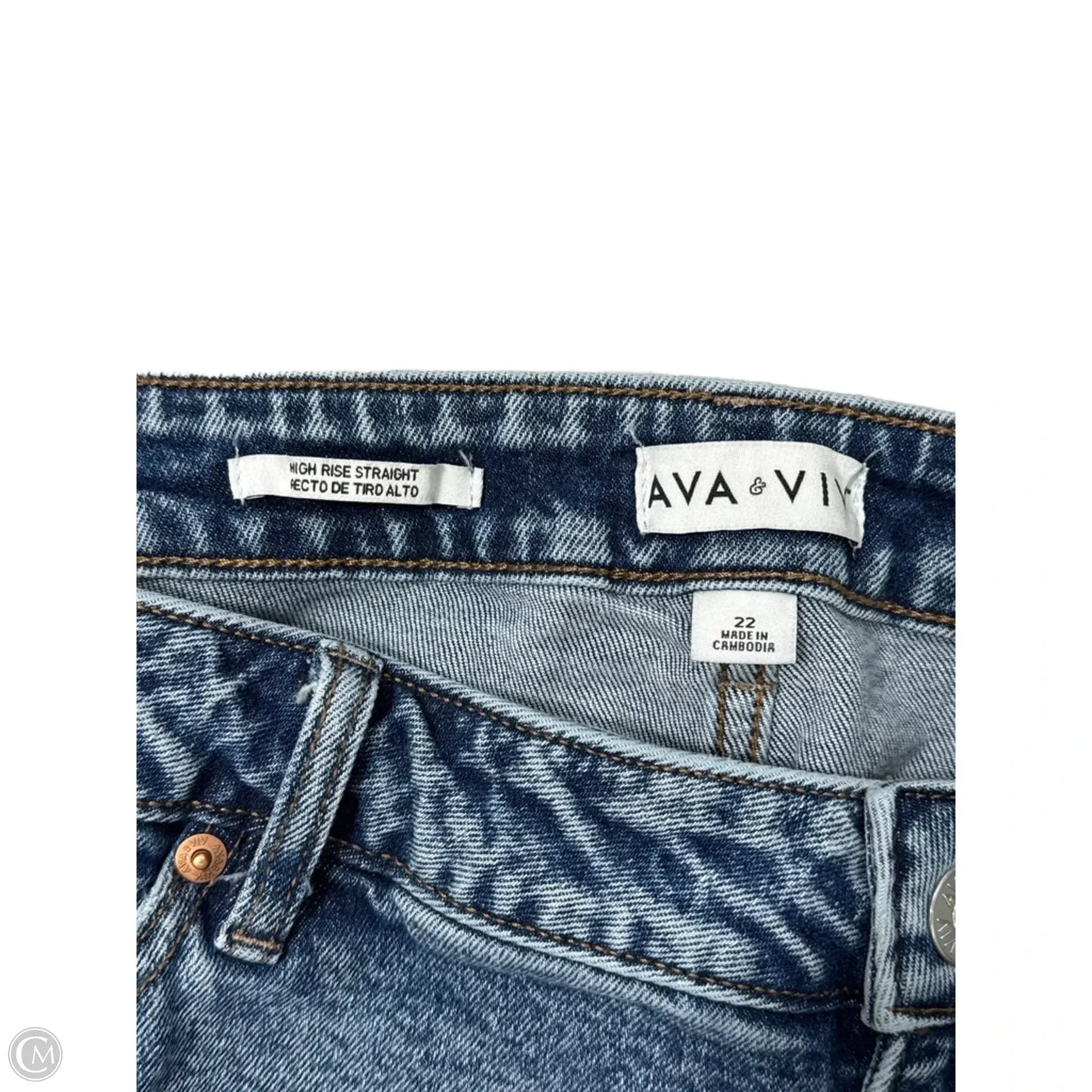 Jeans Straight By Ava & Viv In Blue Denim, Size: 22
