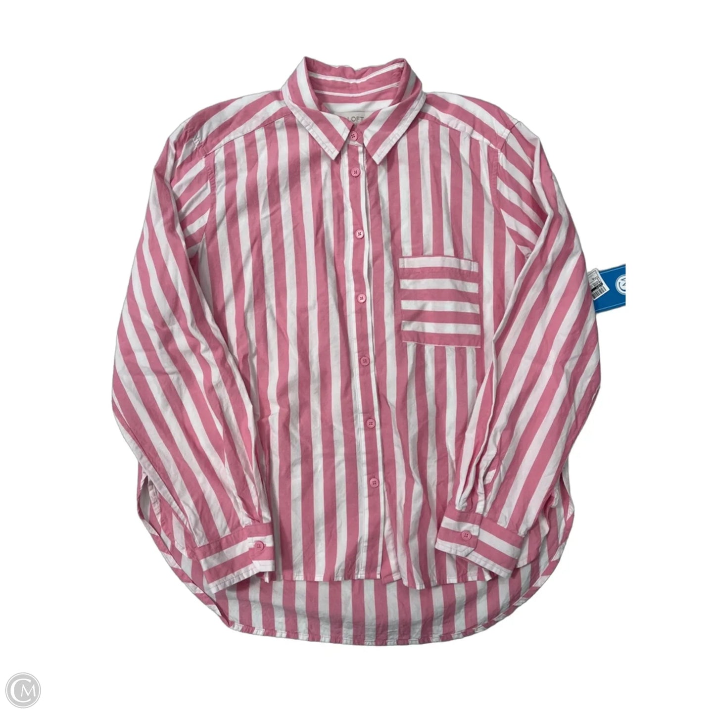 Blouse Long Sleeve By Loft In Striped Pattern, Size: M