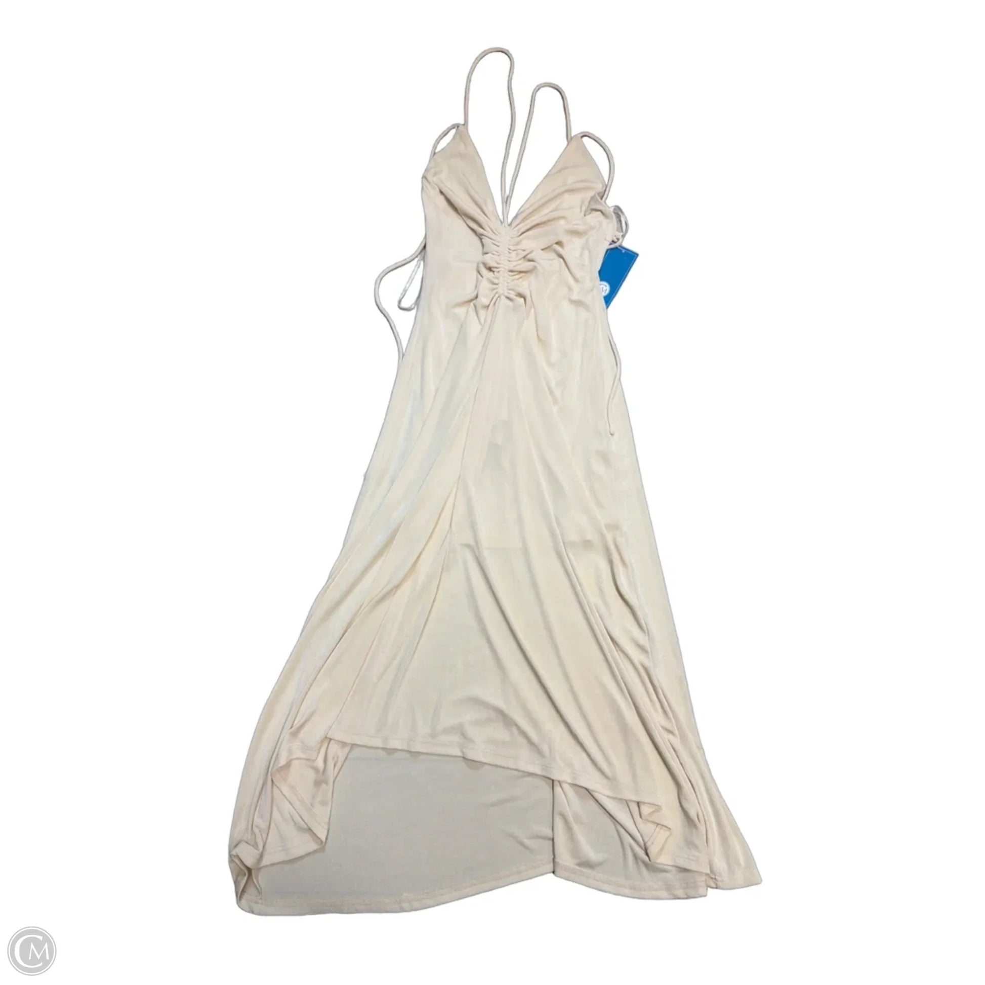 cream maxi dress casual Krissy Cream Mesh Strapless Maxi Dress - US 8