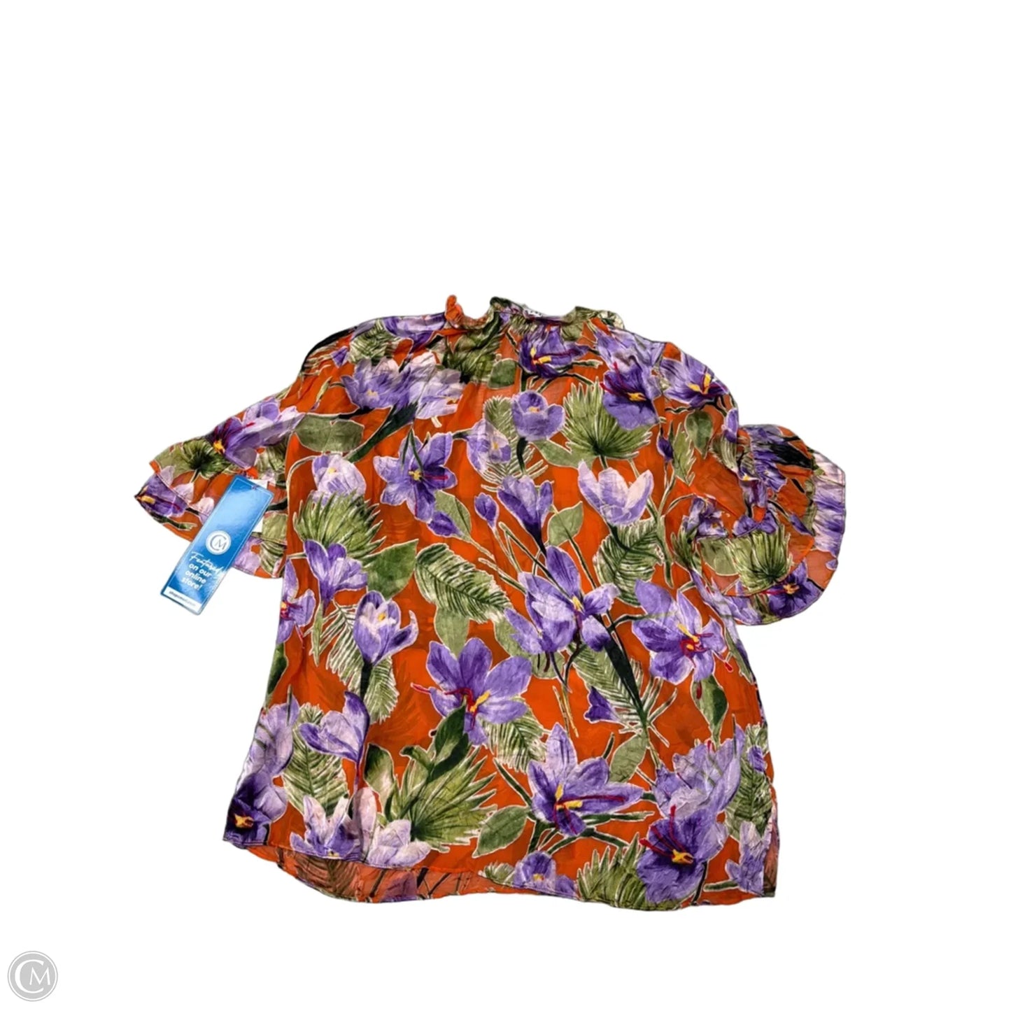 Top Short Sleeve Designer By Alice + Olivia In Orange & Purple, Size: L