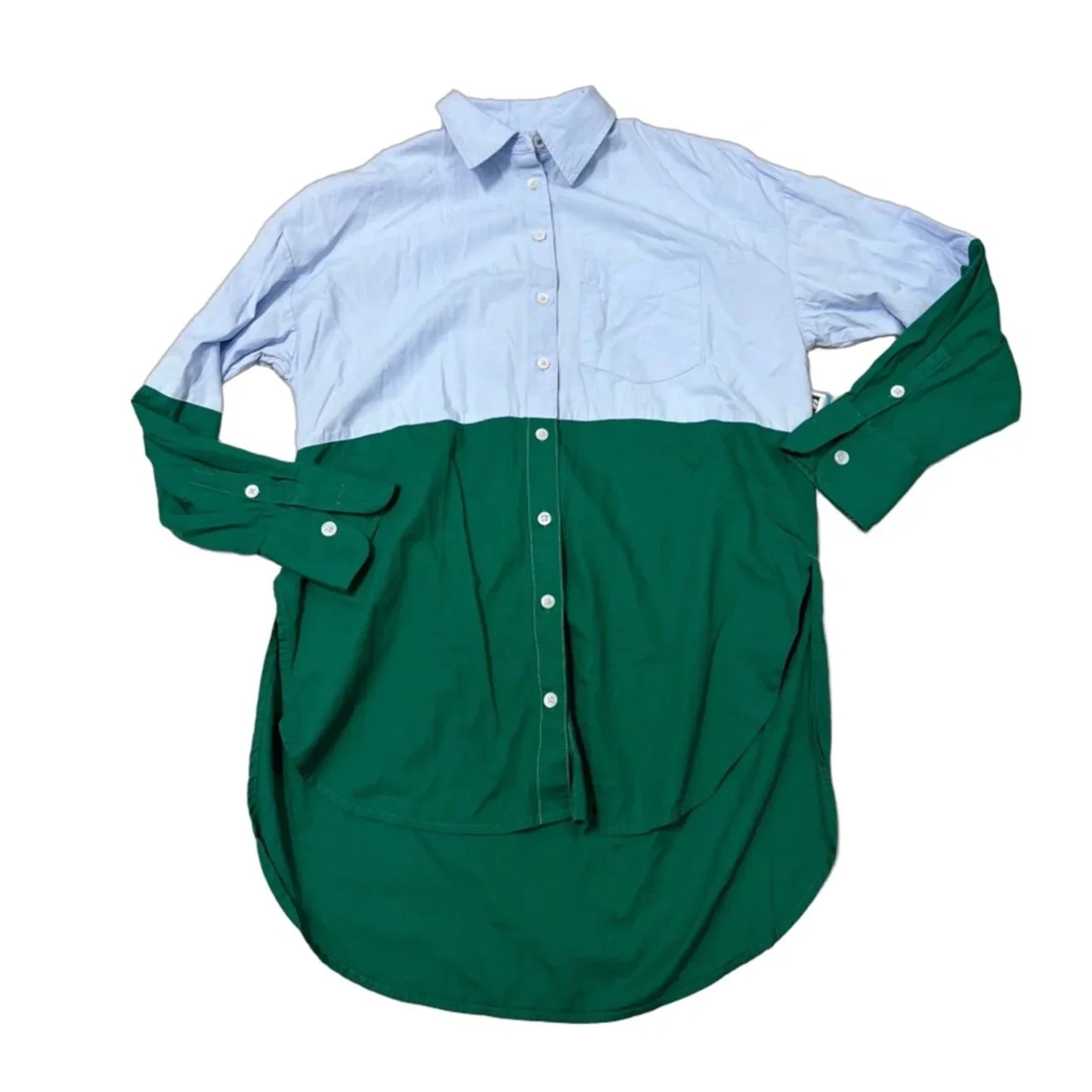 Blouse Long Sleeve By Maeve In Blue & Green, Size: Xxs