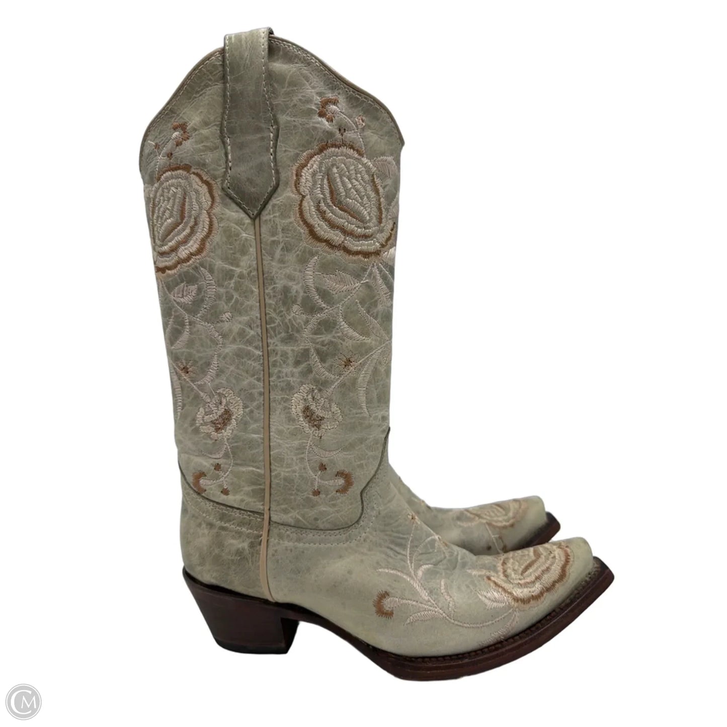 Boots Ankle Heels Circle G By Corral In Green, Size: 7