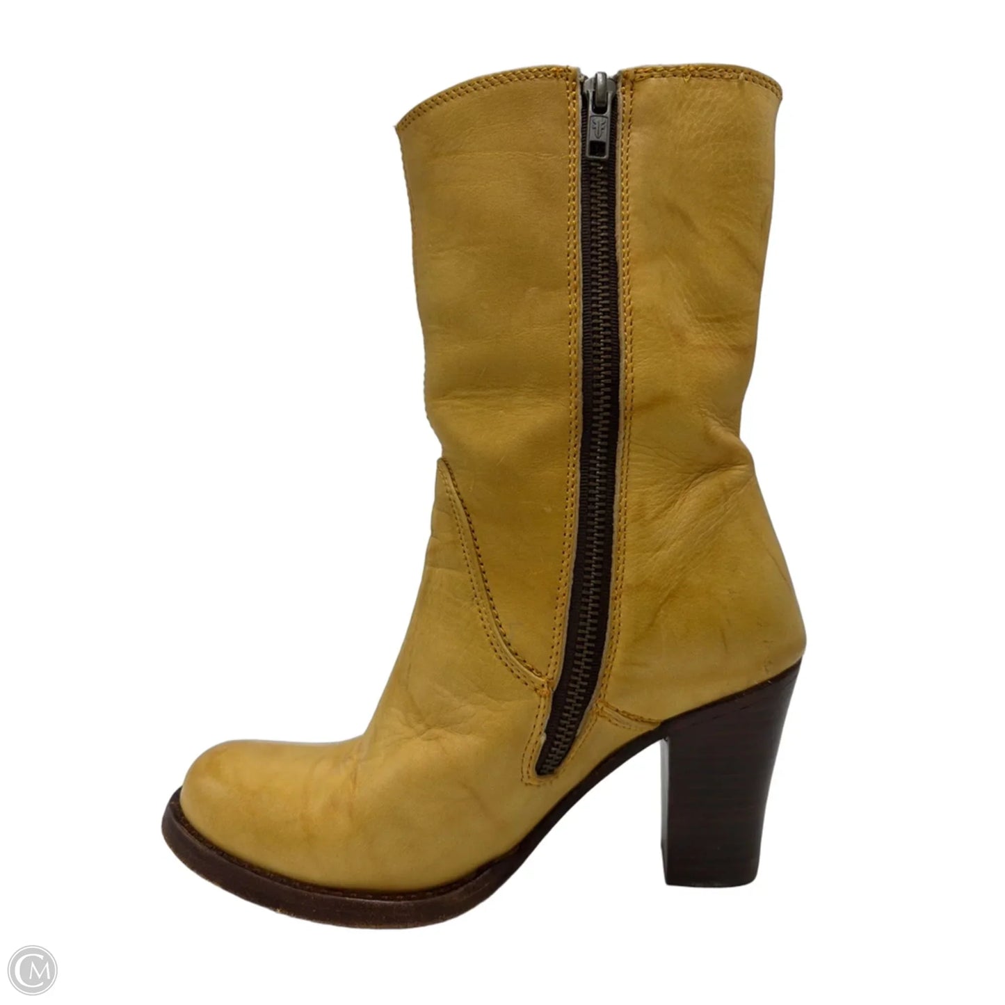 Boots Designer By Frye In Yellow, Size: 7