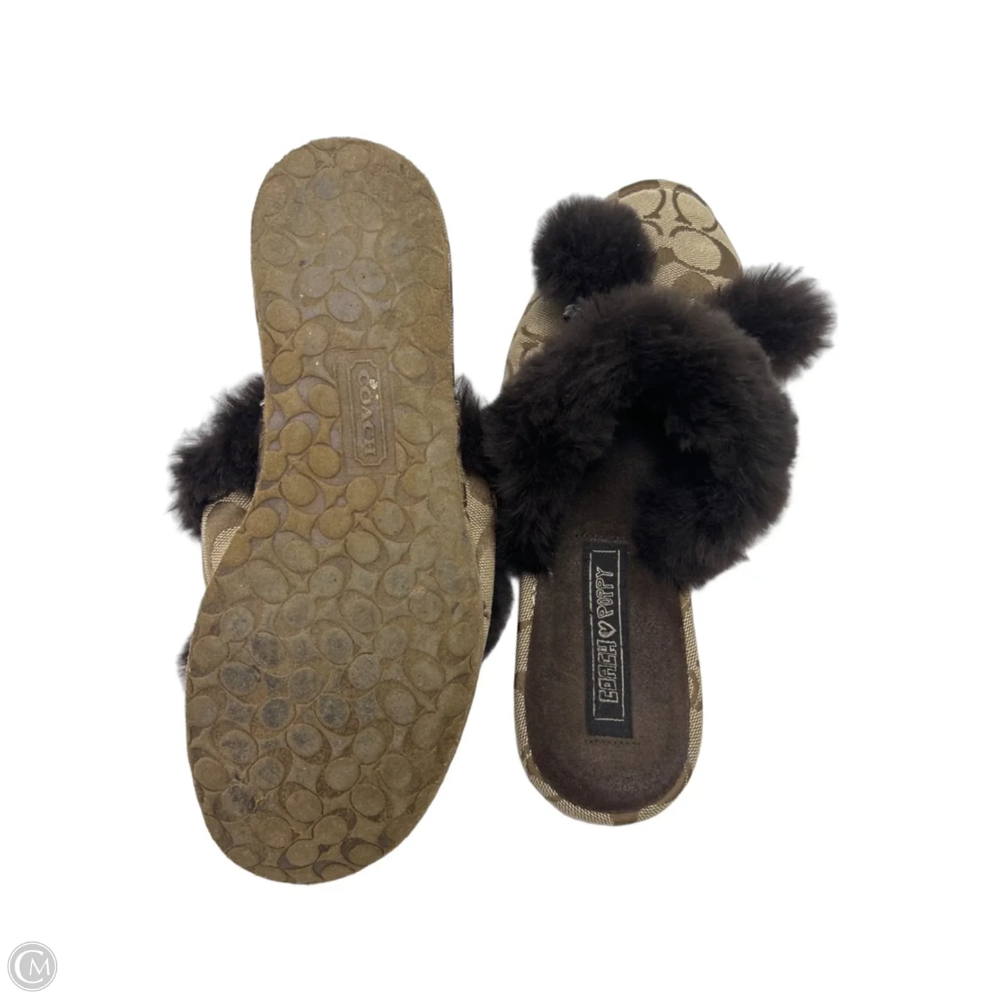 Slippers Designer By Coach In Brown, Size: 8