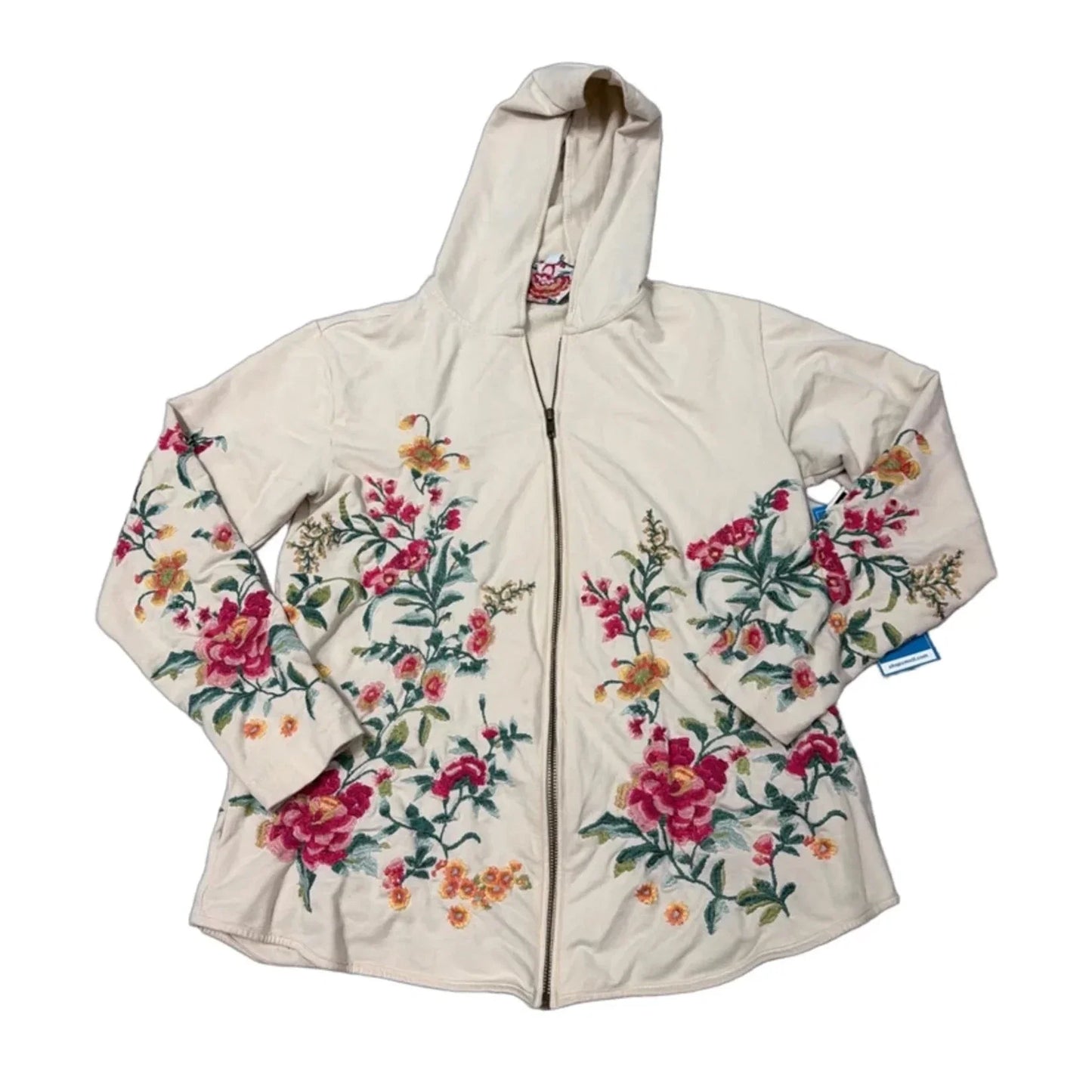 Jacket Hoodie By Johnny Was In Floral Print, Size: Xs