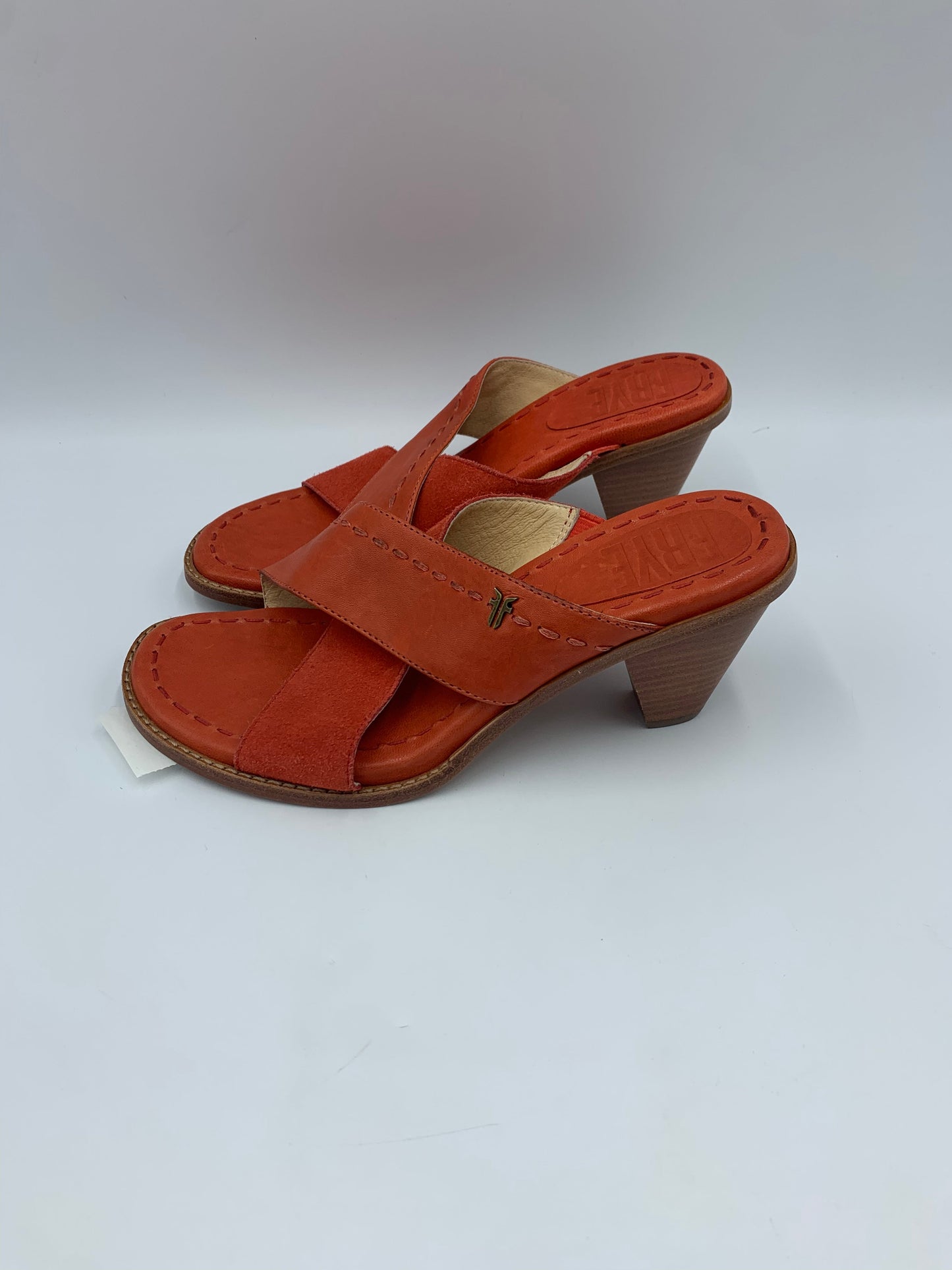 Orange Sandals Designer Frye, Size 6