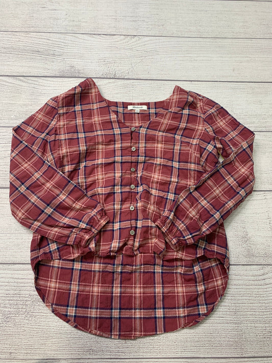 Plaid Top Long Sleeve Madewell, Size Xxs